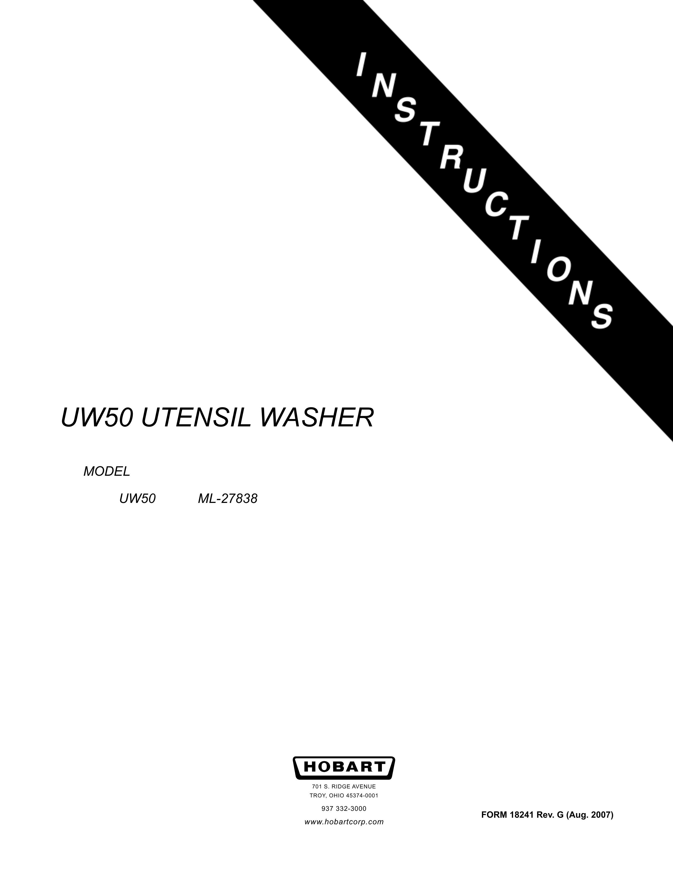 Hobart UW50 ML-27838 Washer/Dryer User Manual
