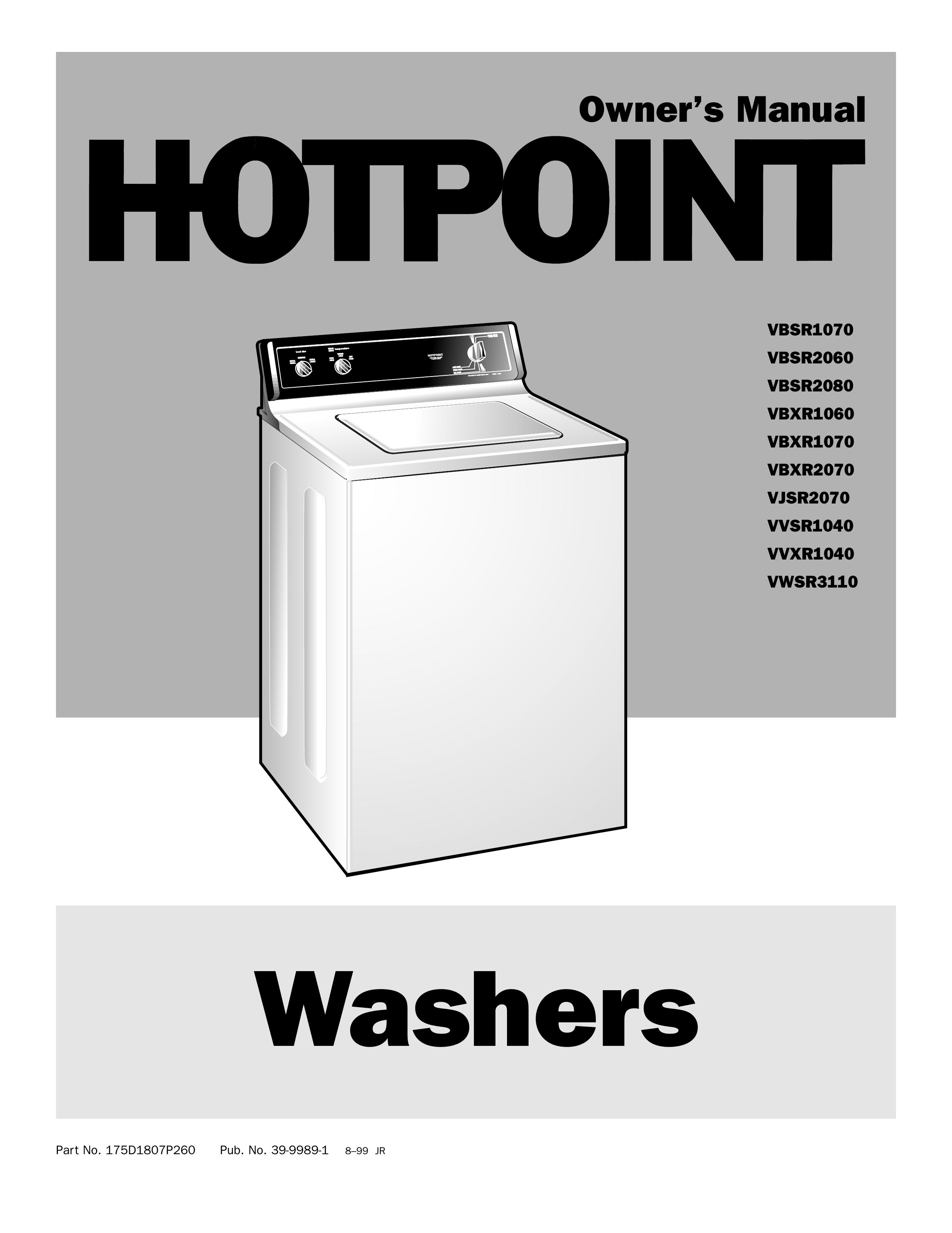 Hotpoint VBXR1070 Washer/Dryer User Manual