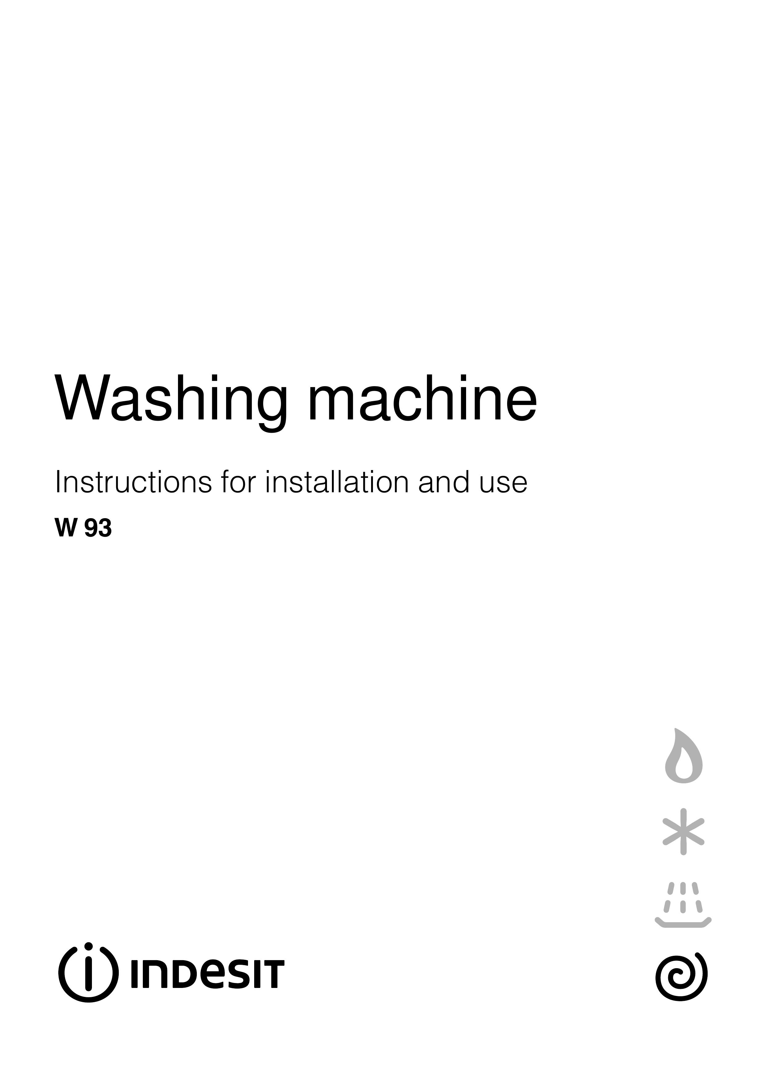 Indesit W 93 Washer/Dryer User Manual