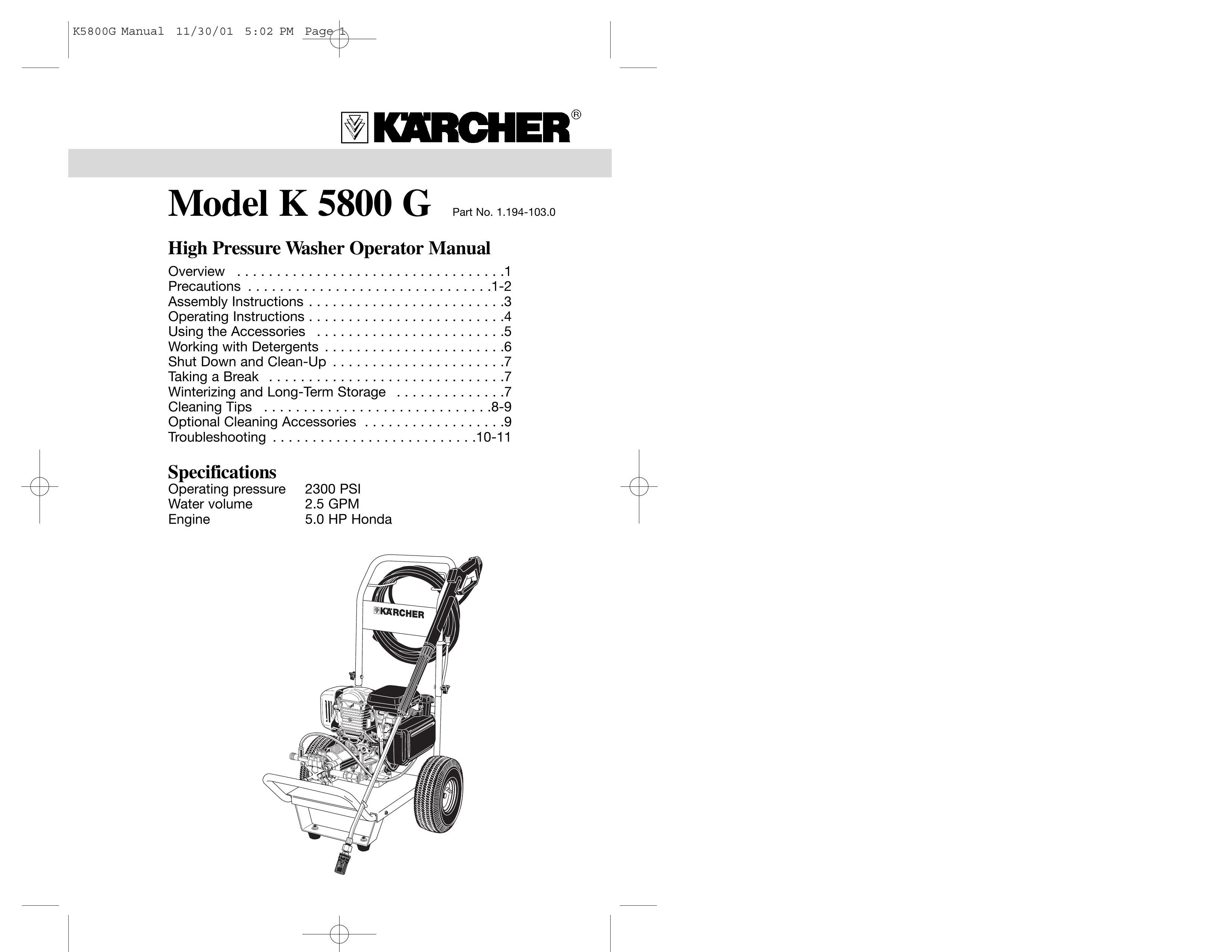 Karcher K5800G Washer/Dryer User Manual