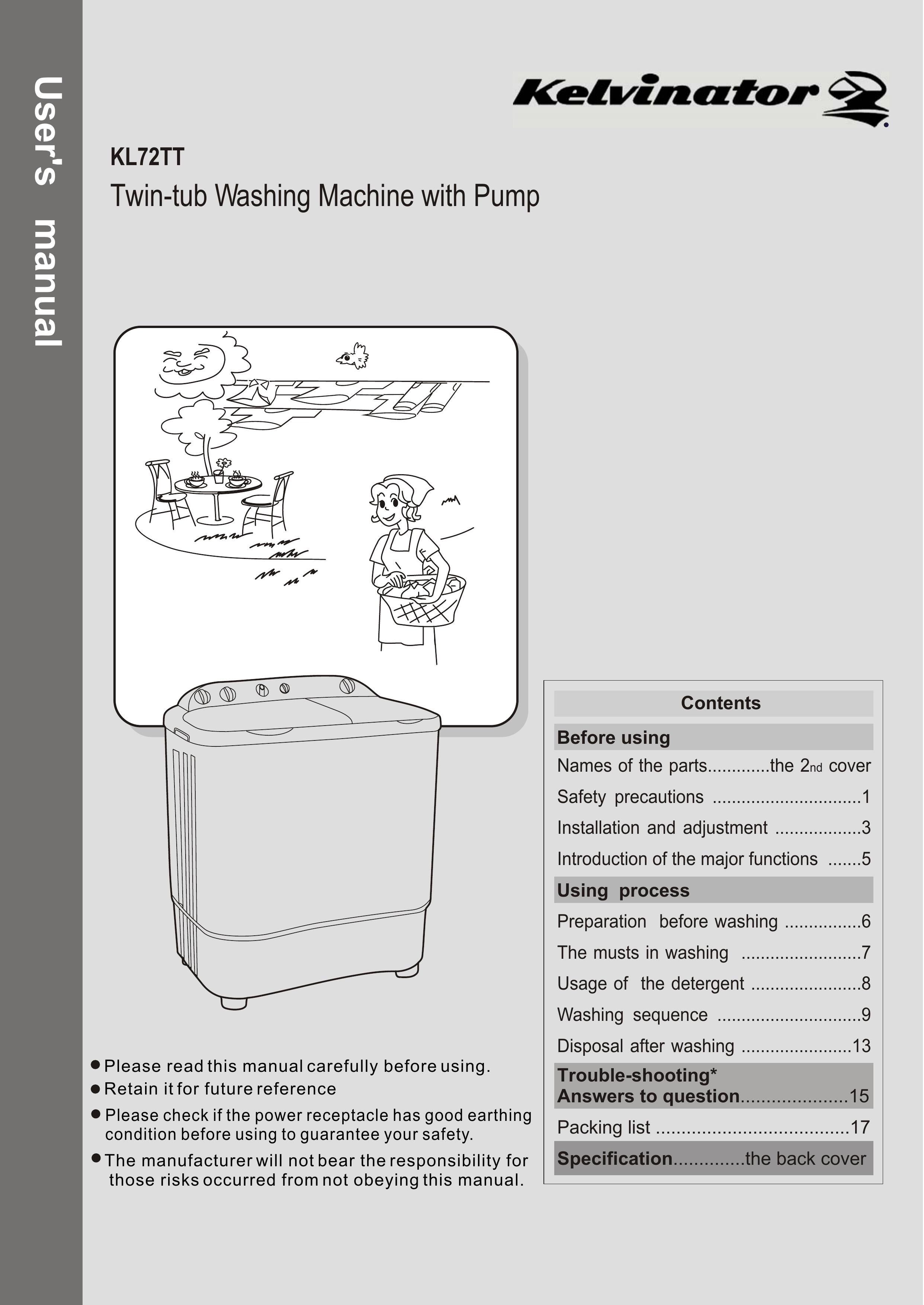 Kelvinator KL72TT Washer/Dryer User Manual