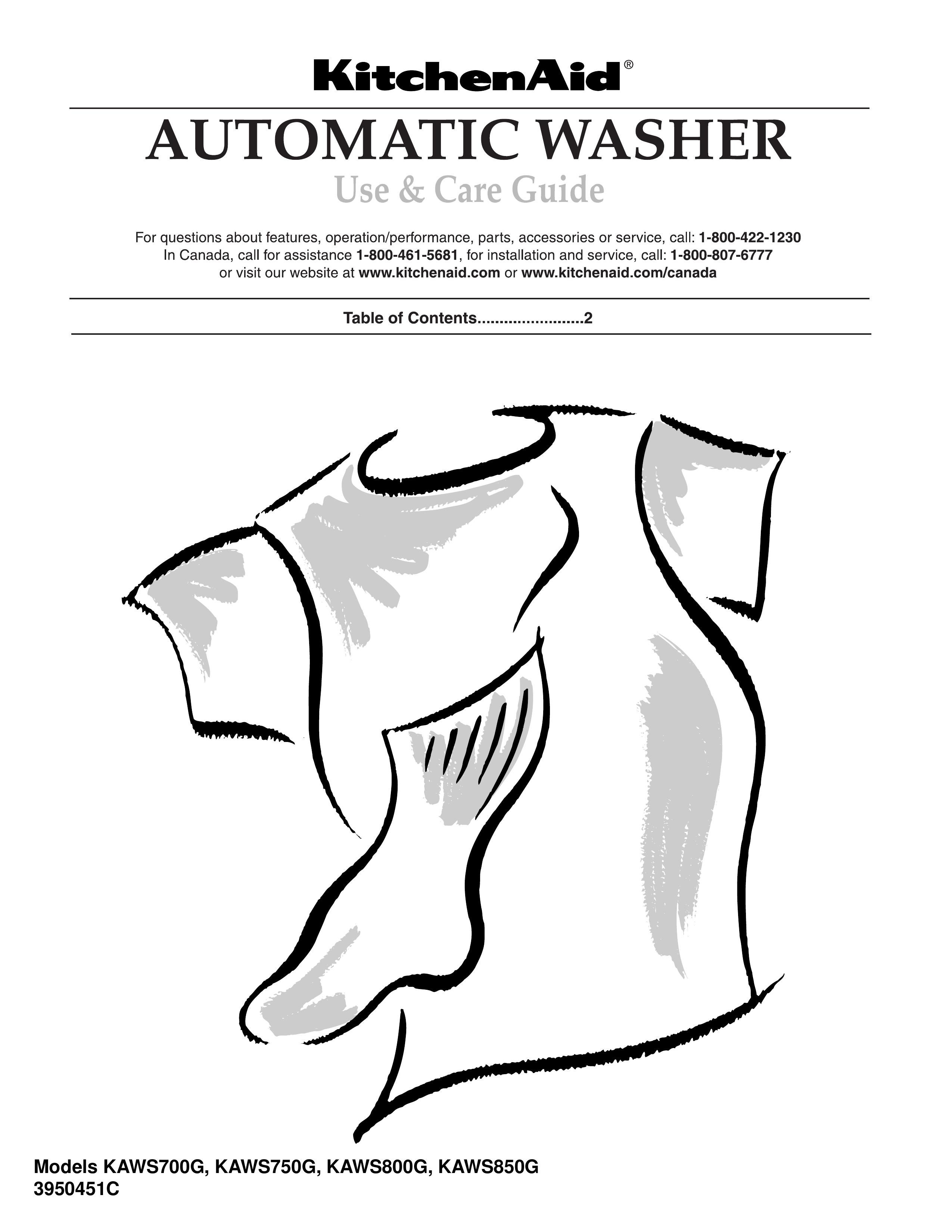 KitchenAid KAWS750G Washer/Dryer User Manual