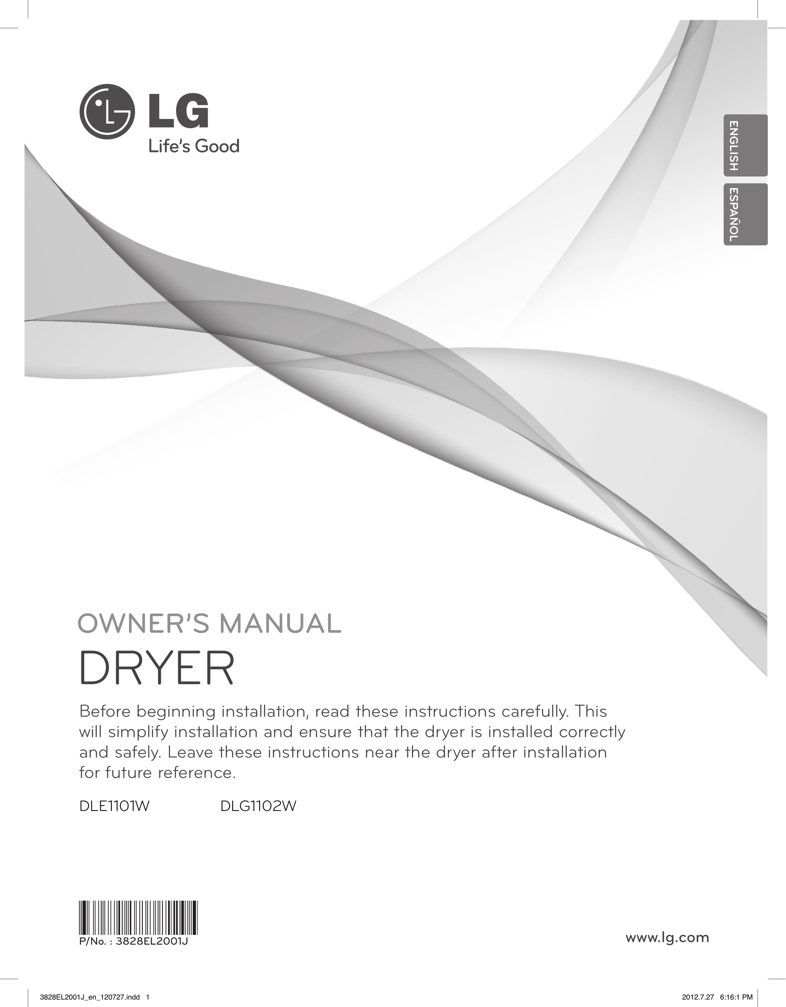 LG Electronics DLE1101W Washer/Dryer User Manual