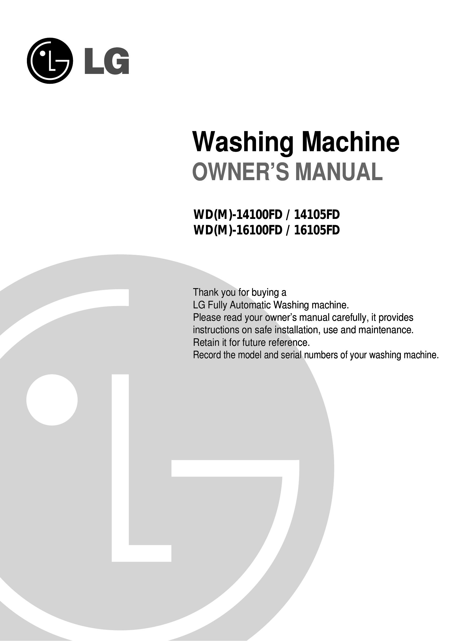 LG Electronics WD(M)-14105FD Washer/Dryer User Manual