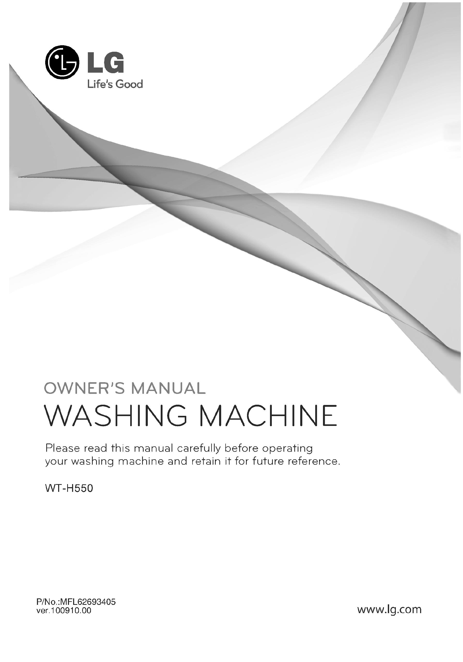 LG Electronics WT-H550 Washer/Dryer User Manual