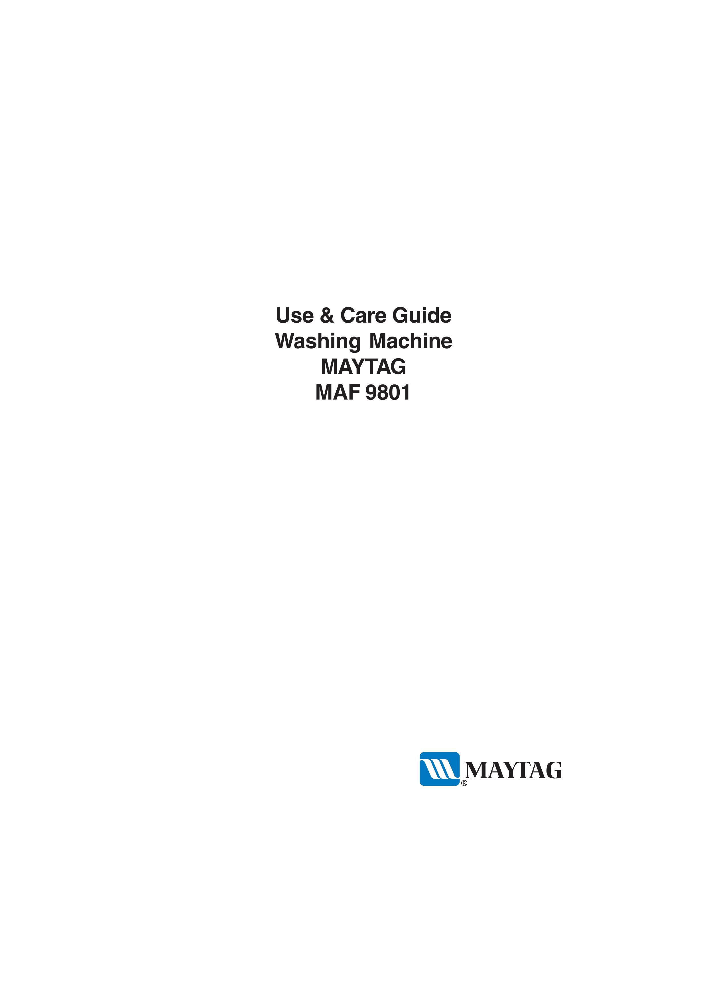 Maytag MAF 9801 Washer/Dryer User Manual