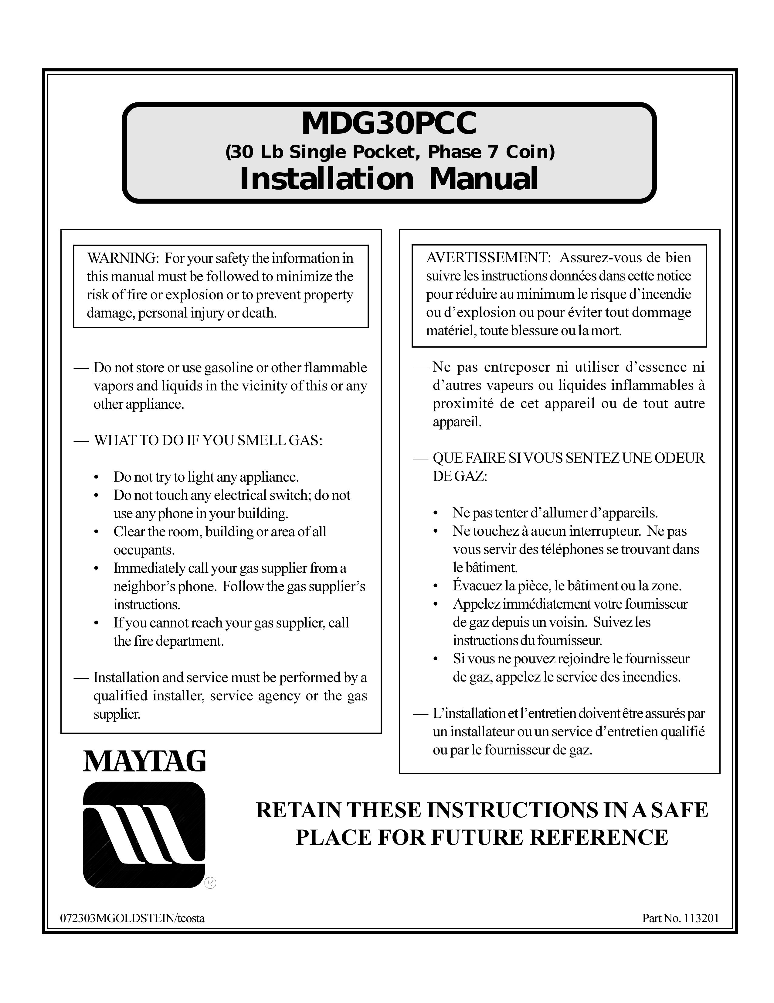 Maytag MDG30PCC Washer/Dryer User Manual