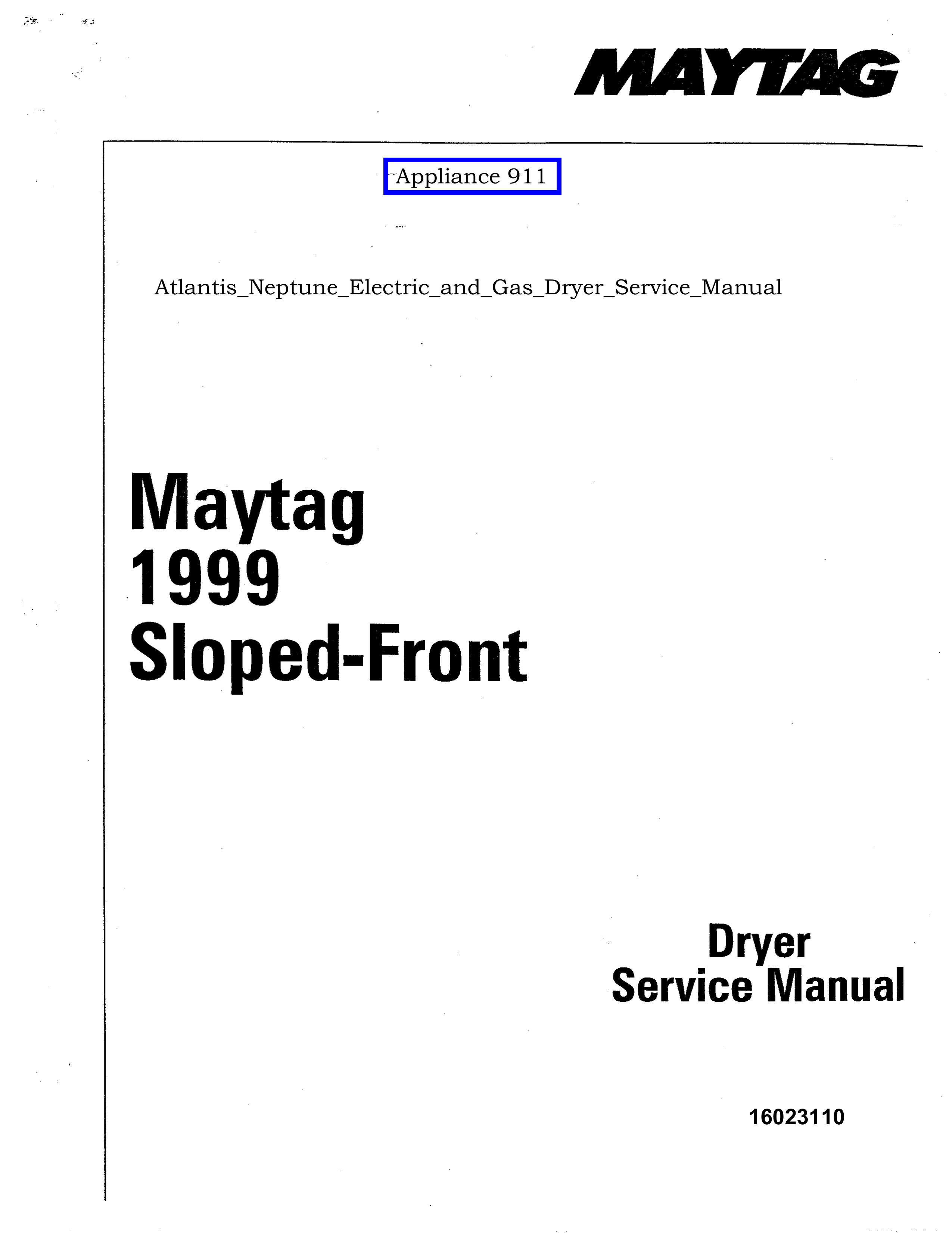 Maytag MDG9800 Washer/Dryer User Manual
