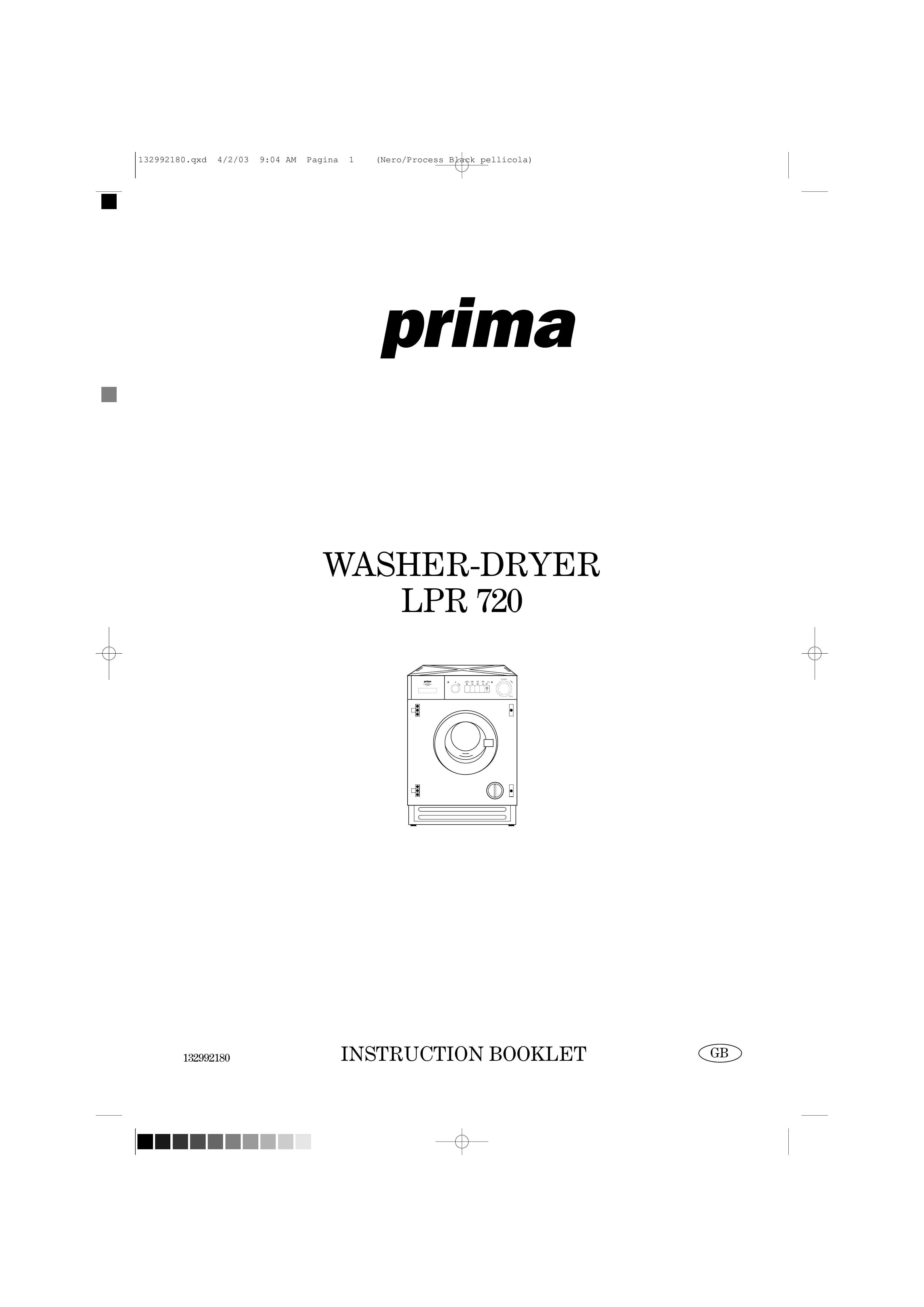 Prima Donna Designs LPR 720 Washer/Dryer User Manual