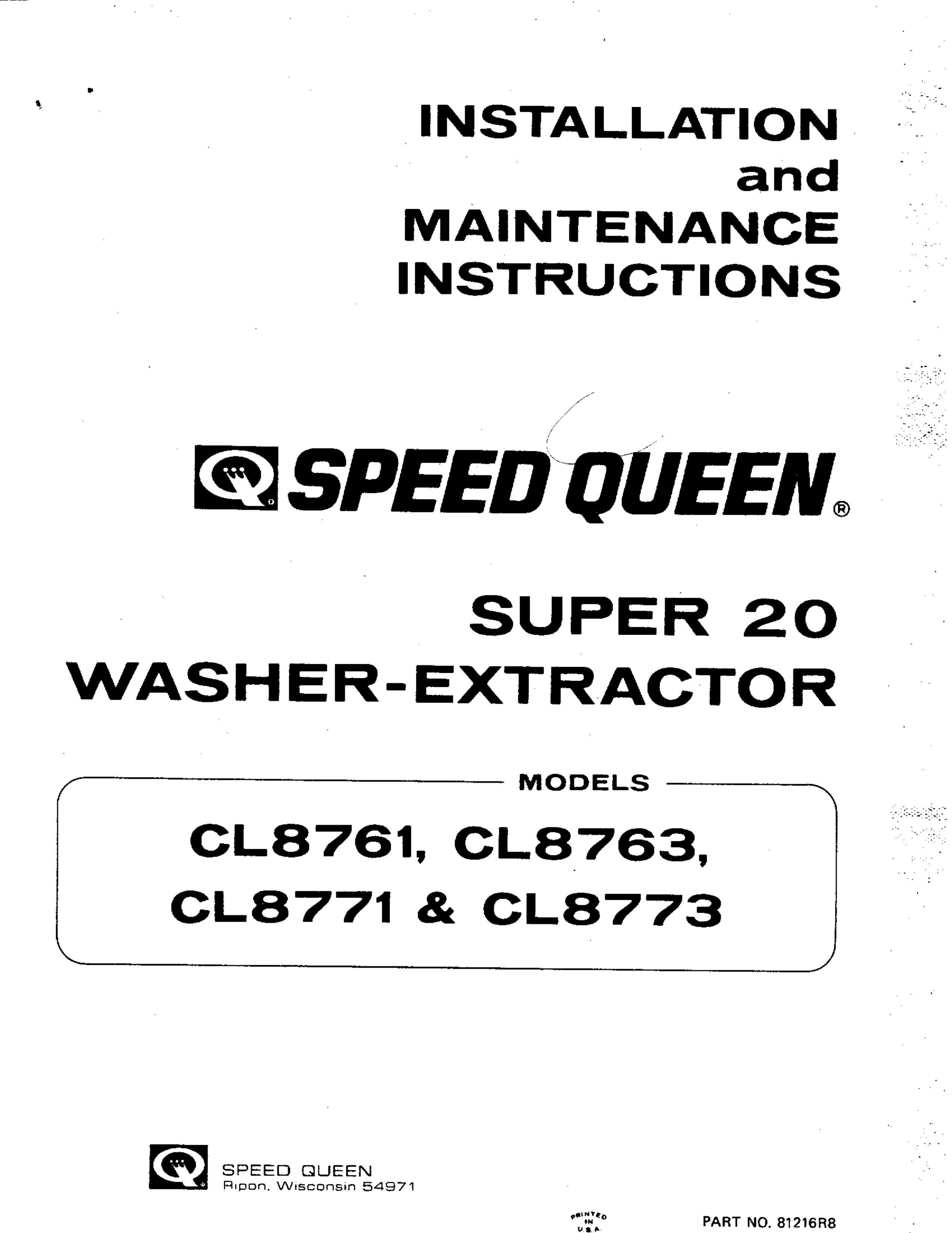 Speed Queen CL8773 Washer/Dryer User Manual