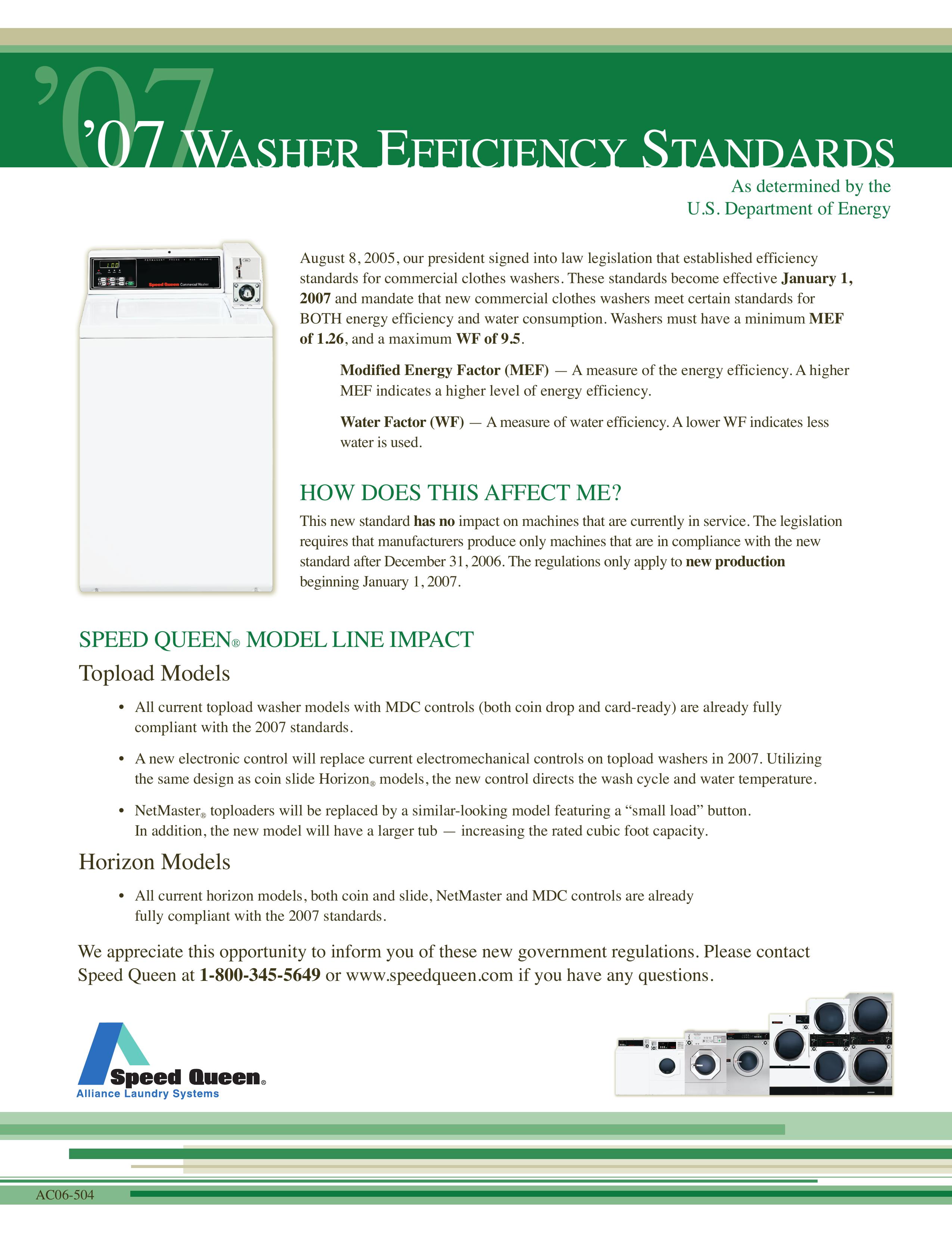 Speed Queen Horizon Washer/Dryer User Manual