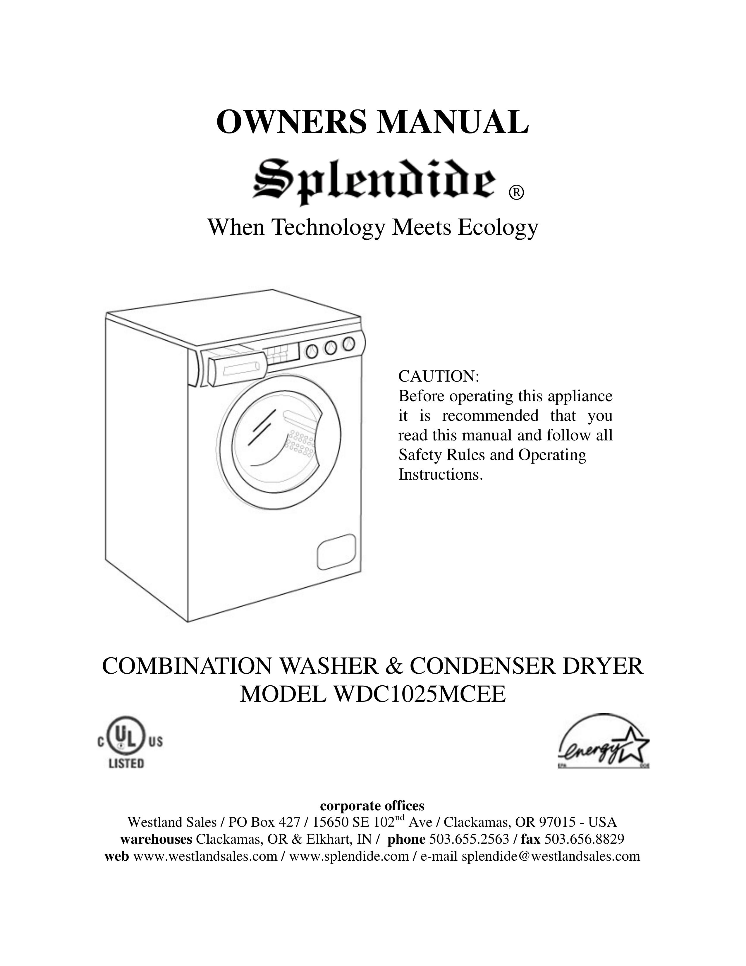 Splendide WDC1025MCEE Washer/Dryer User Manual