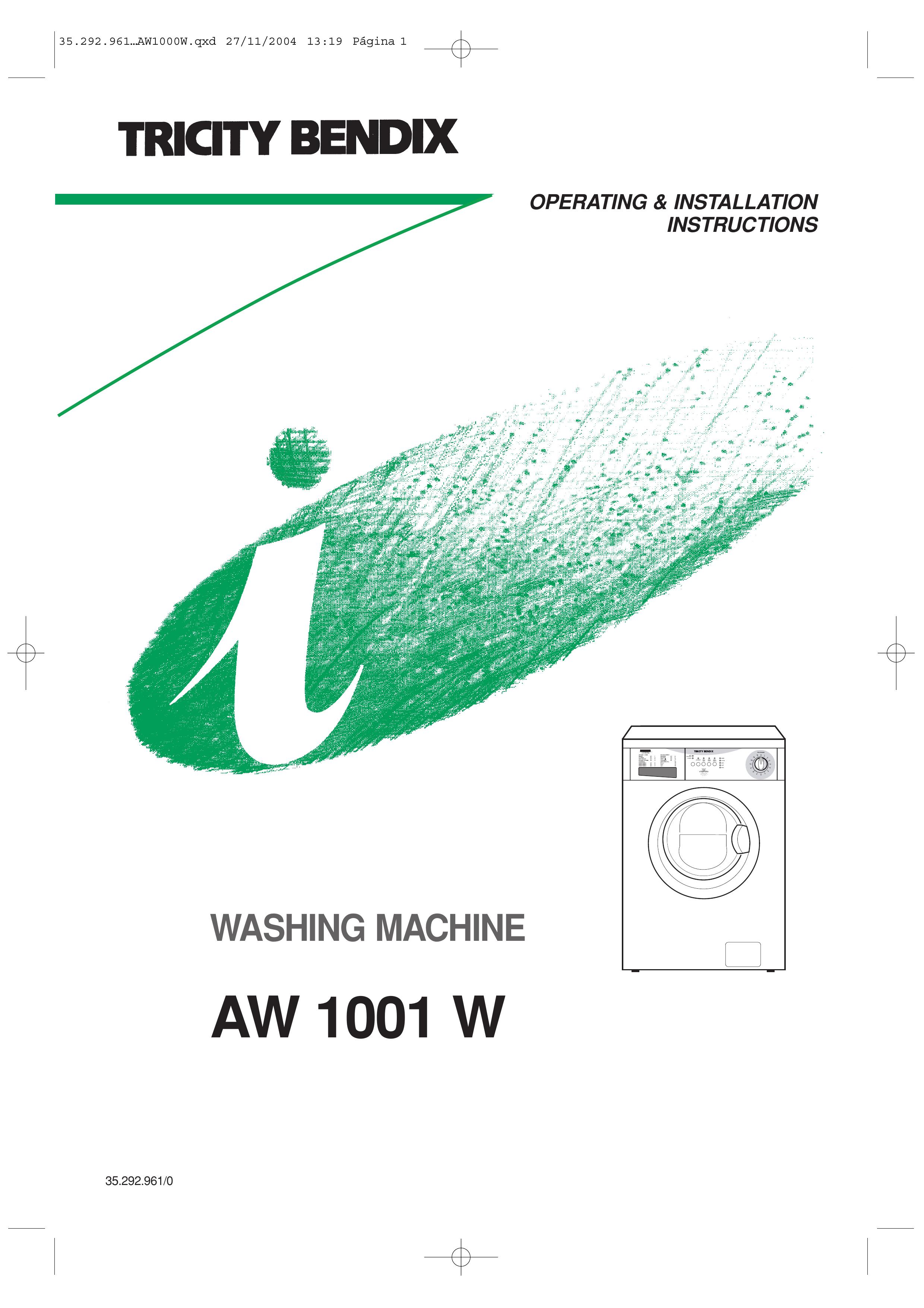 Tricity Bendix AW 1001 W Washer/Dryer User Manual