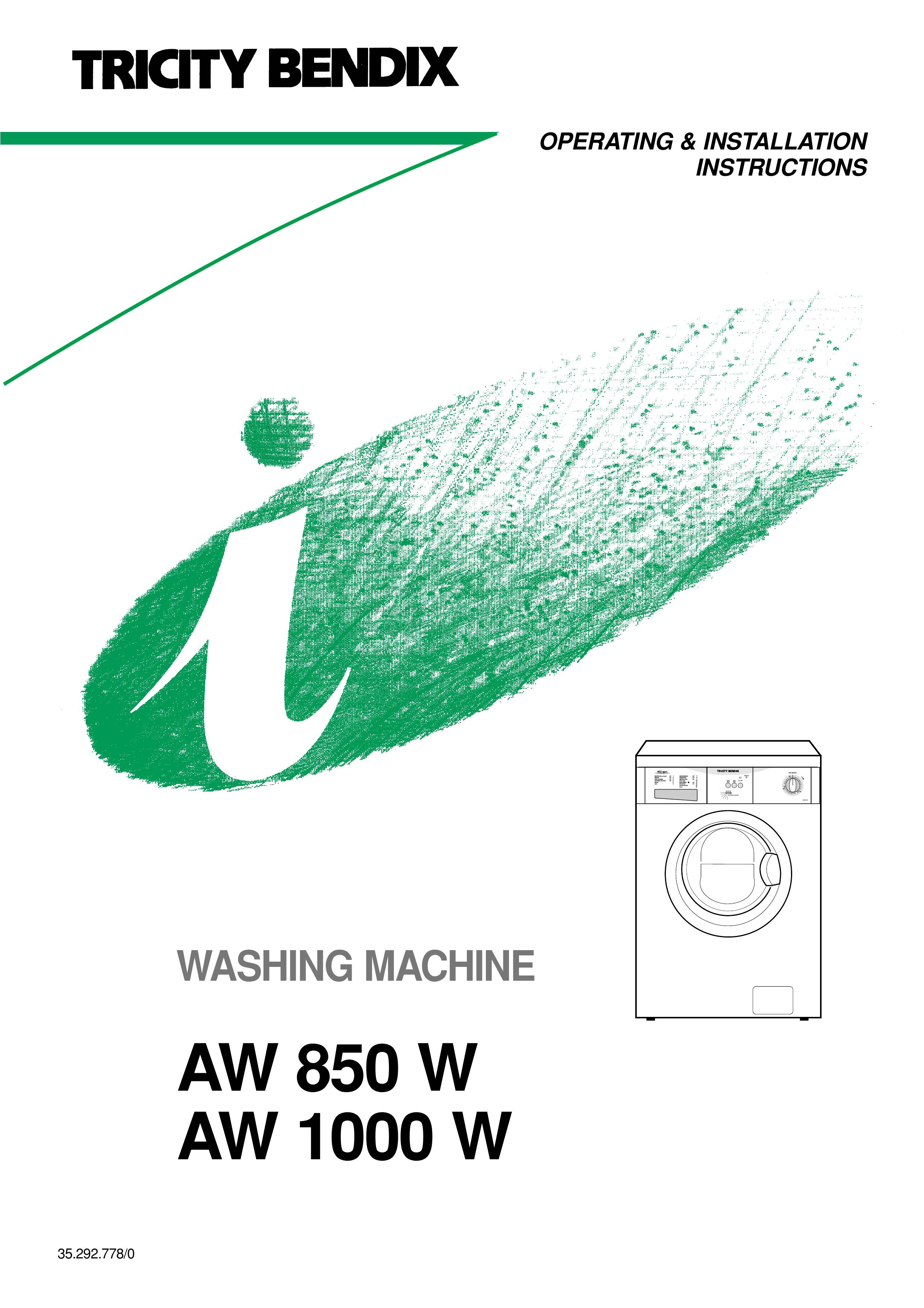 Tricity Bendix AW 850 W Washer/Dryer User Manual