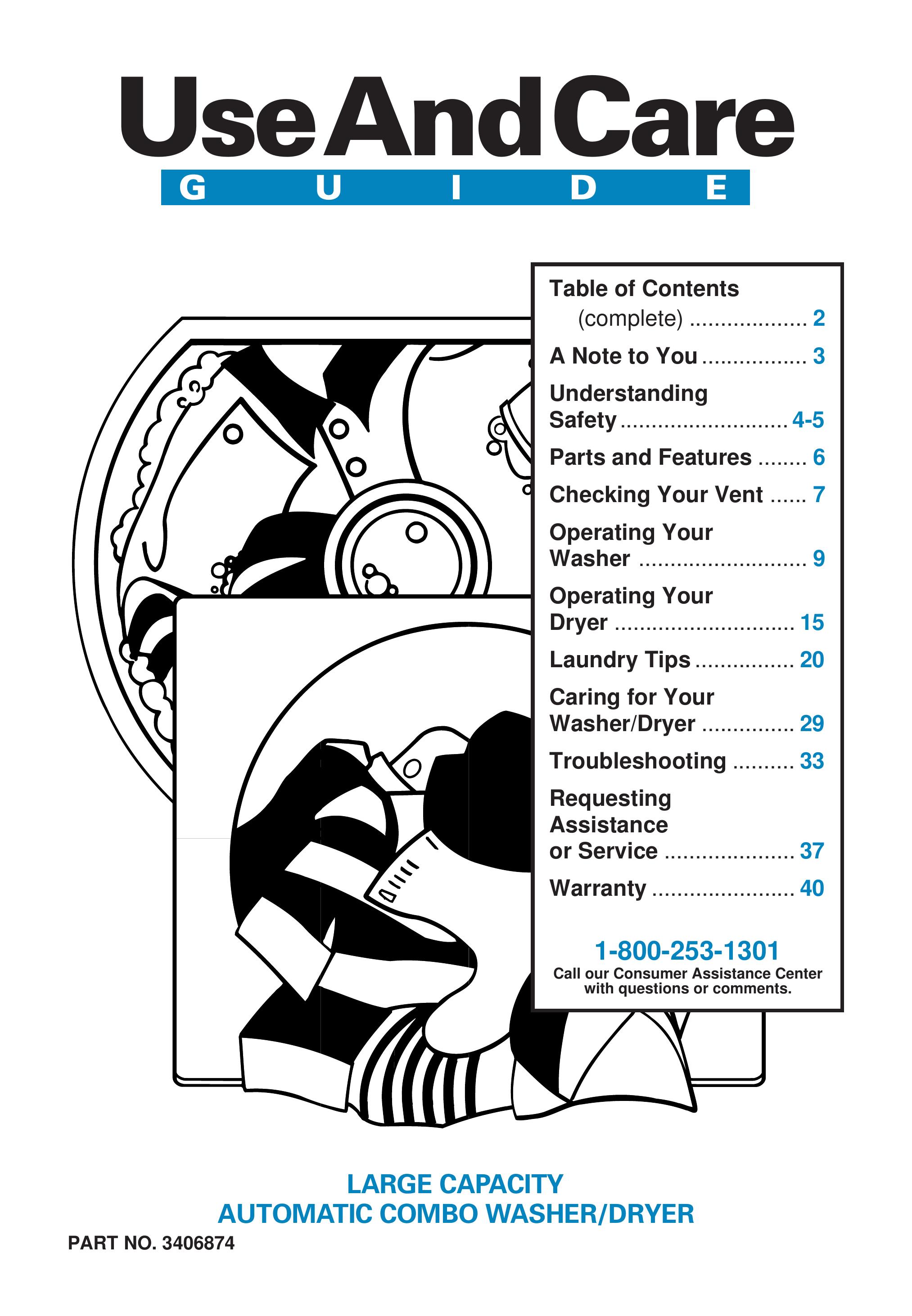 Whirlpool 3406874 Washer/Dryer User Manual