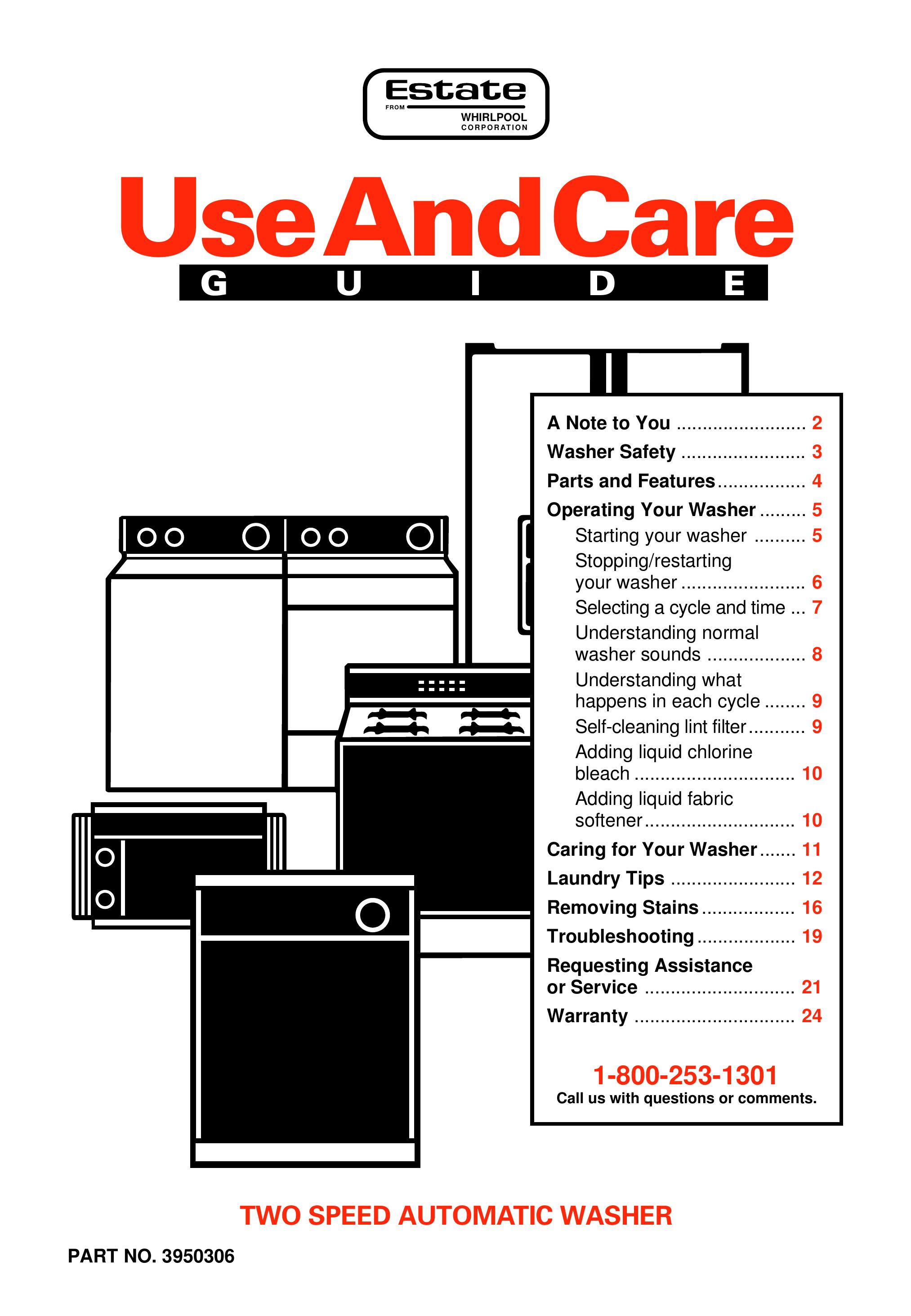 Whirlpool 3950306 Washer/Dryer User Manual