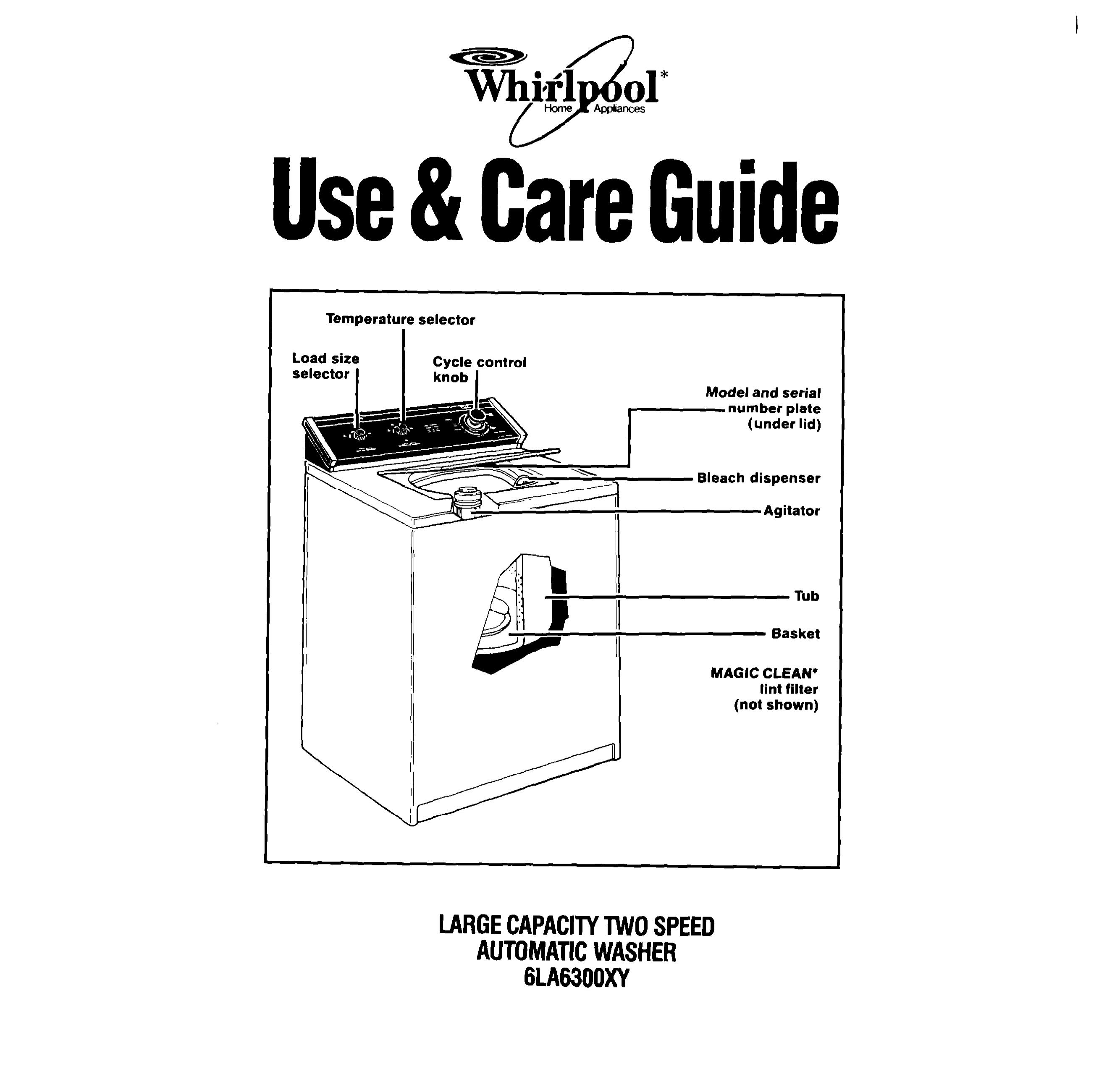 Whirlpool 6LA6300xY Washer/Dryer User Manual