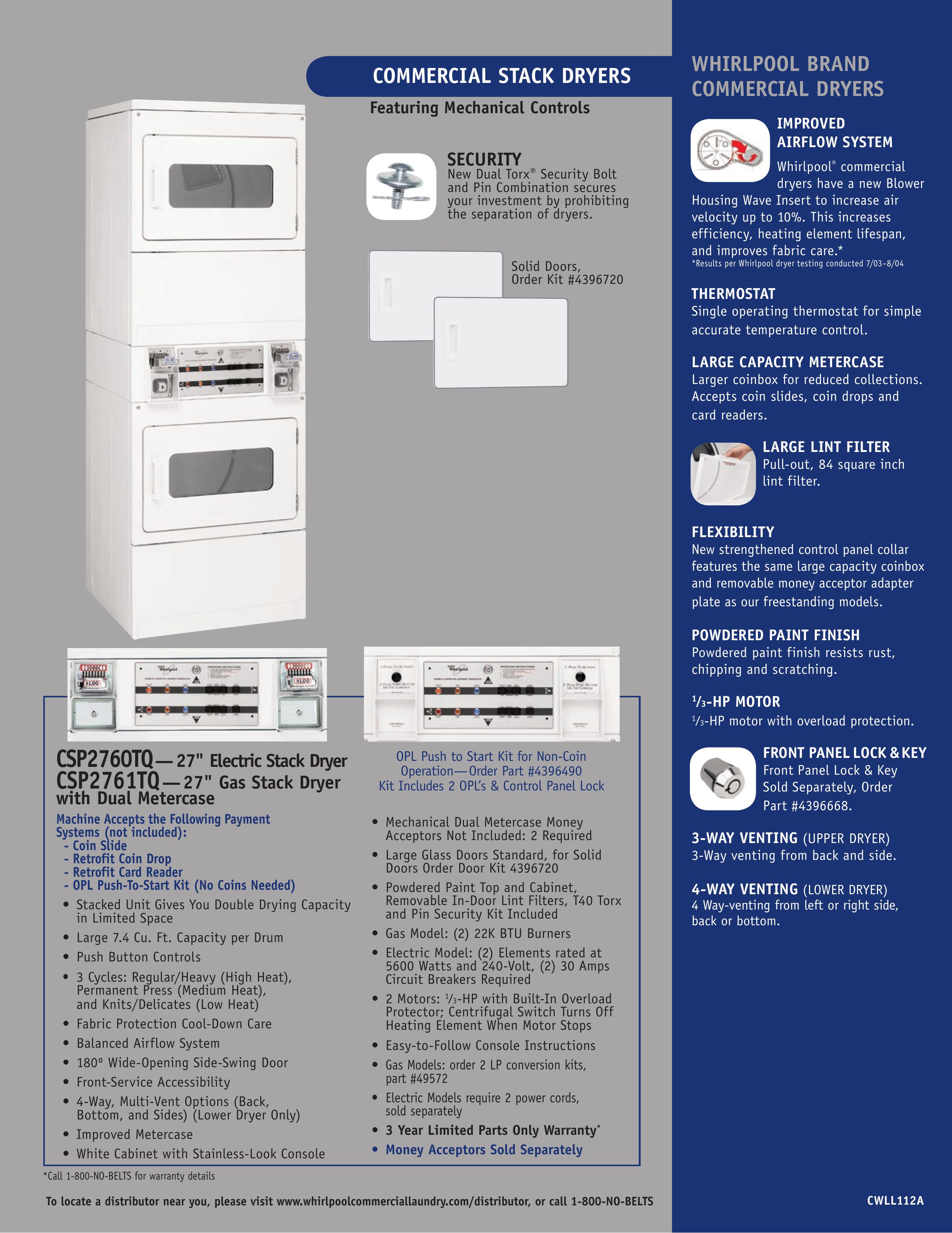 Whirlpool CSP2760TQ Washer/Dryer User Manual