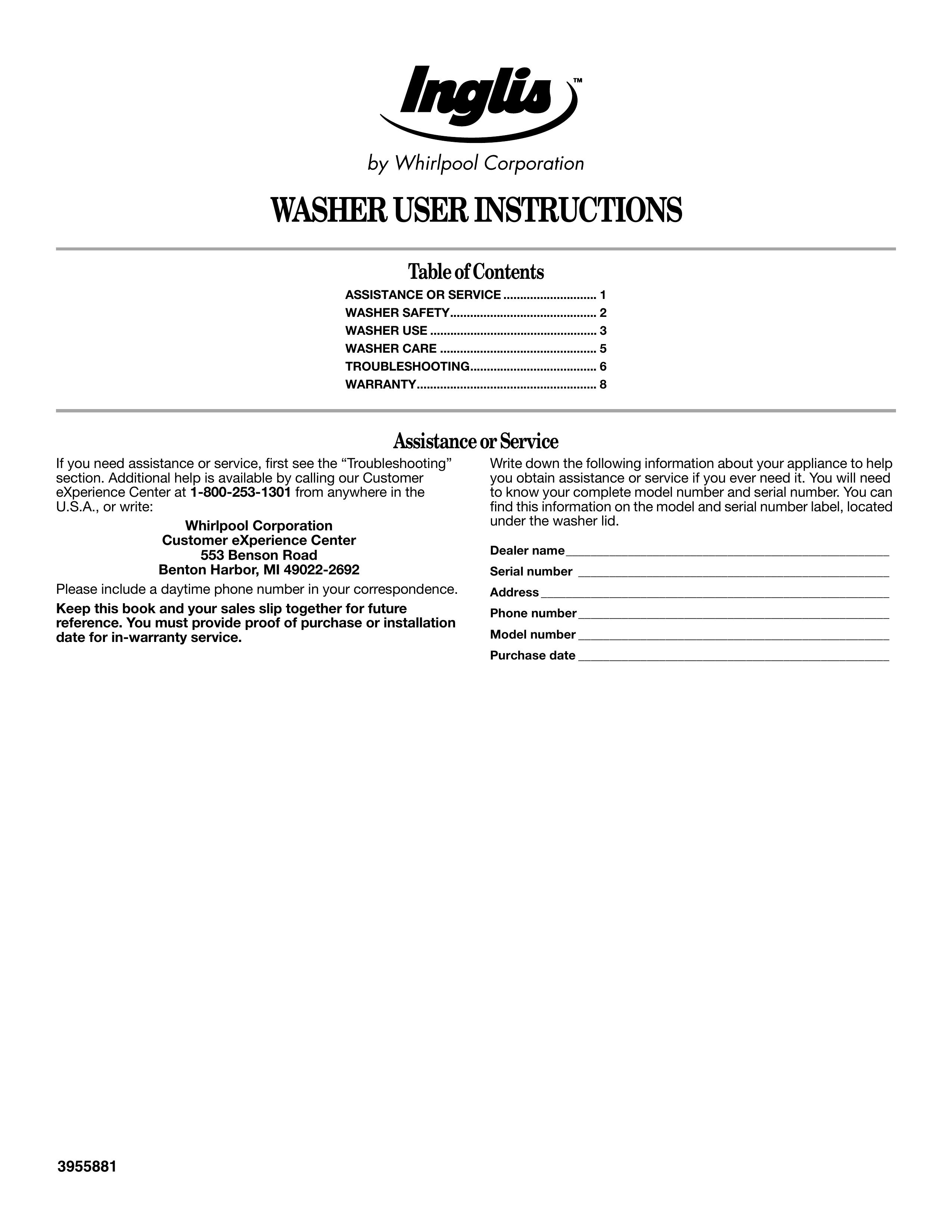 Whirlpool IAS5000RQ0 Washer/Dryer User Manual