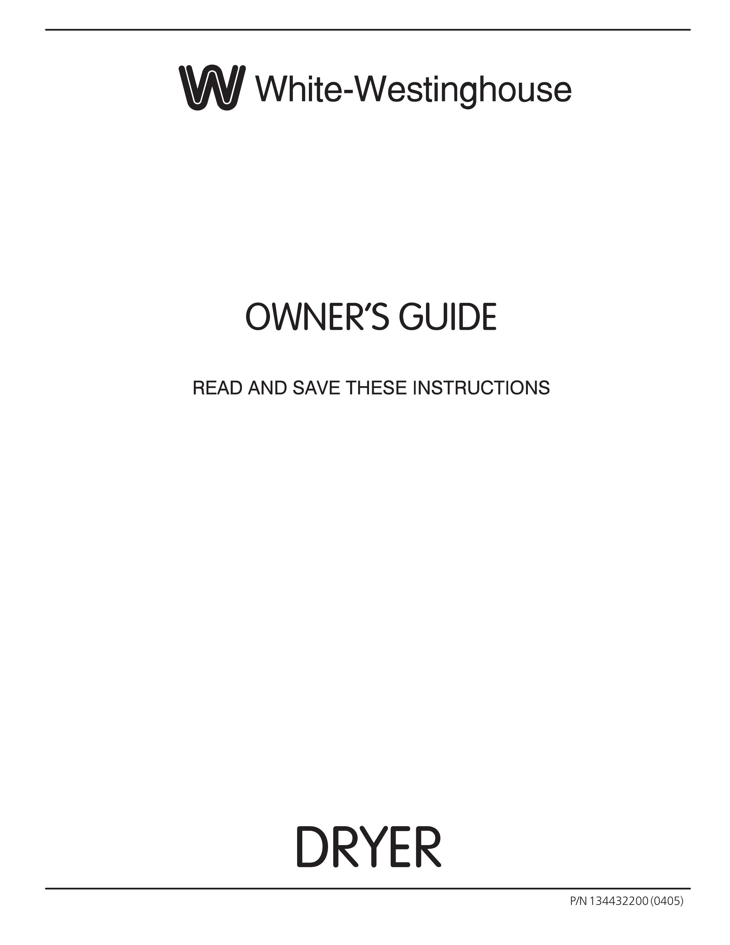 White-Westinghouse White-Westinghouse DRYER Washer/Dryer User Manual