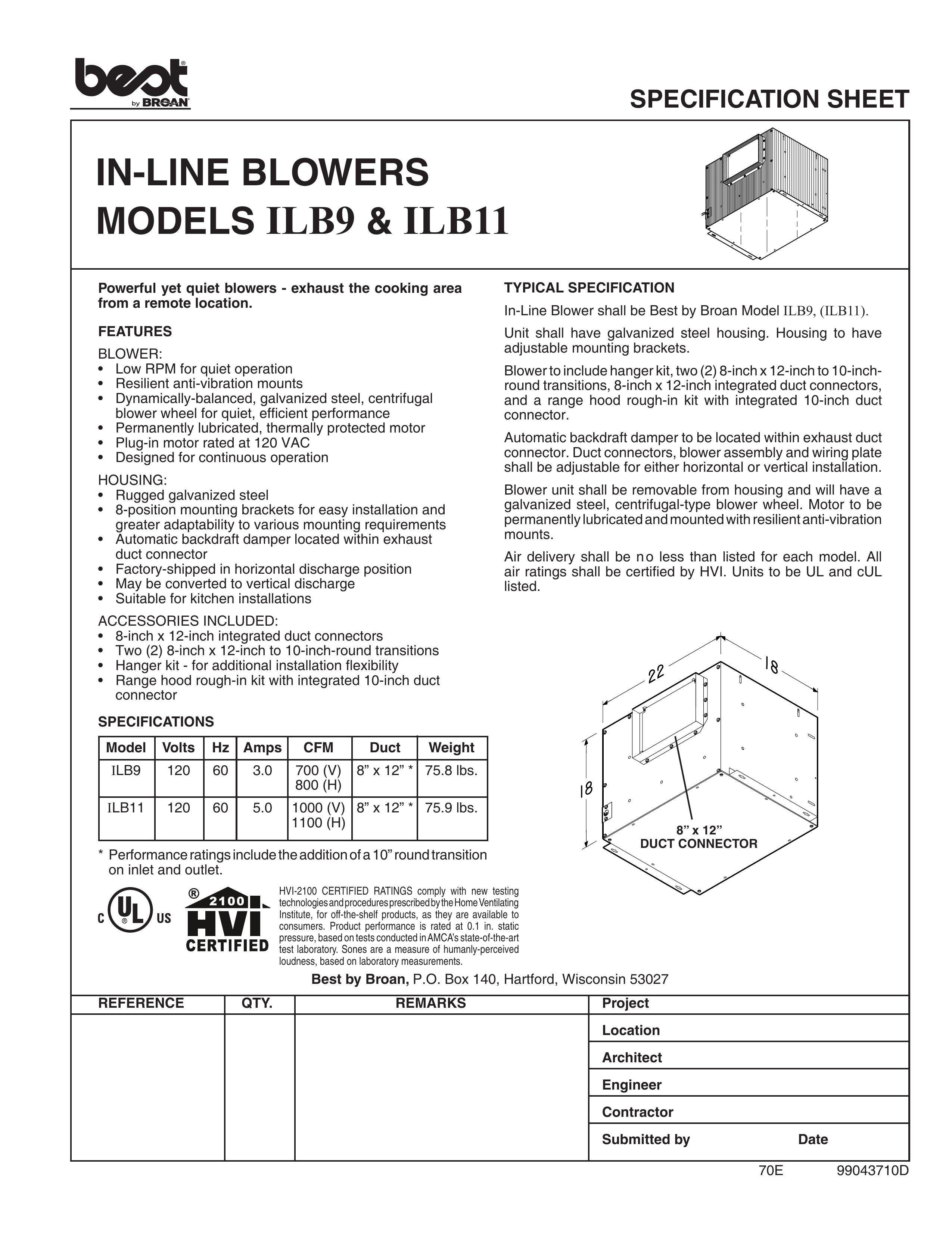 Best ILB9 Blower User Manual