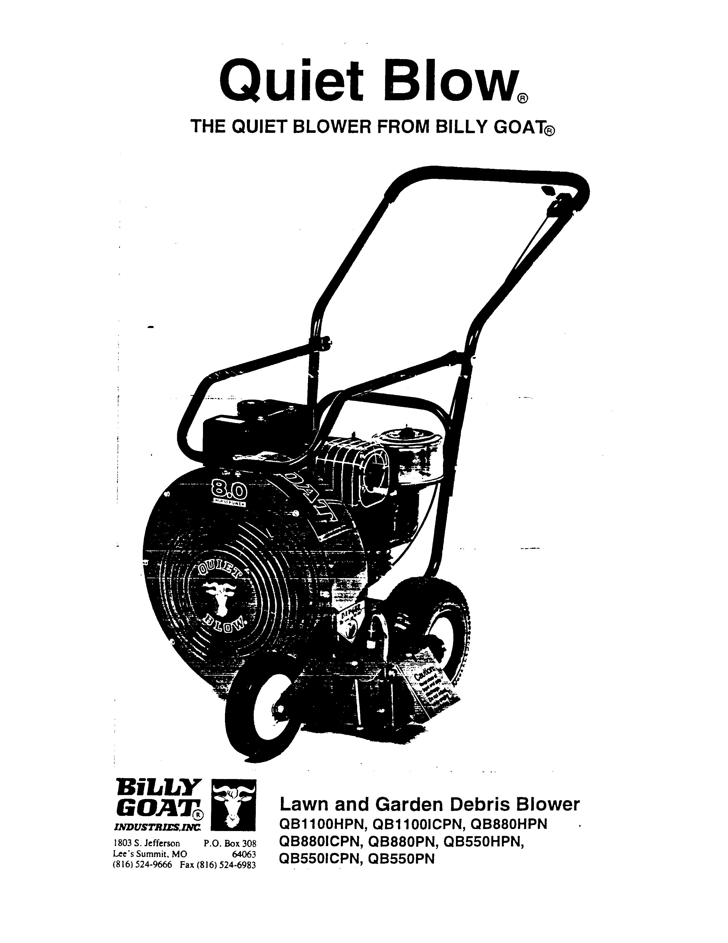 Billy Goat QB1100HPN Blower User Manual