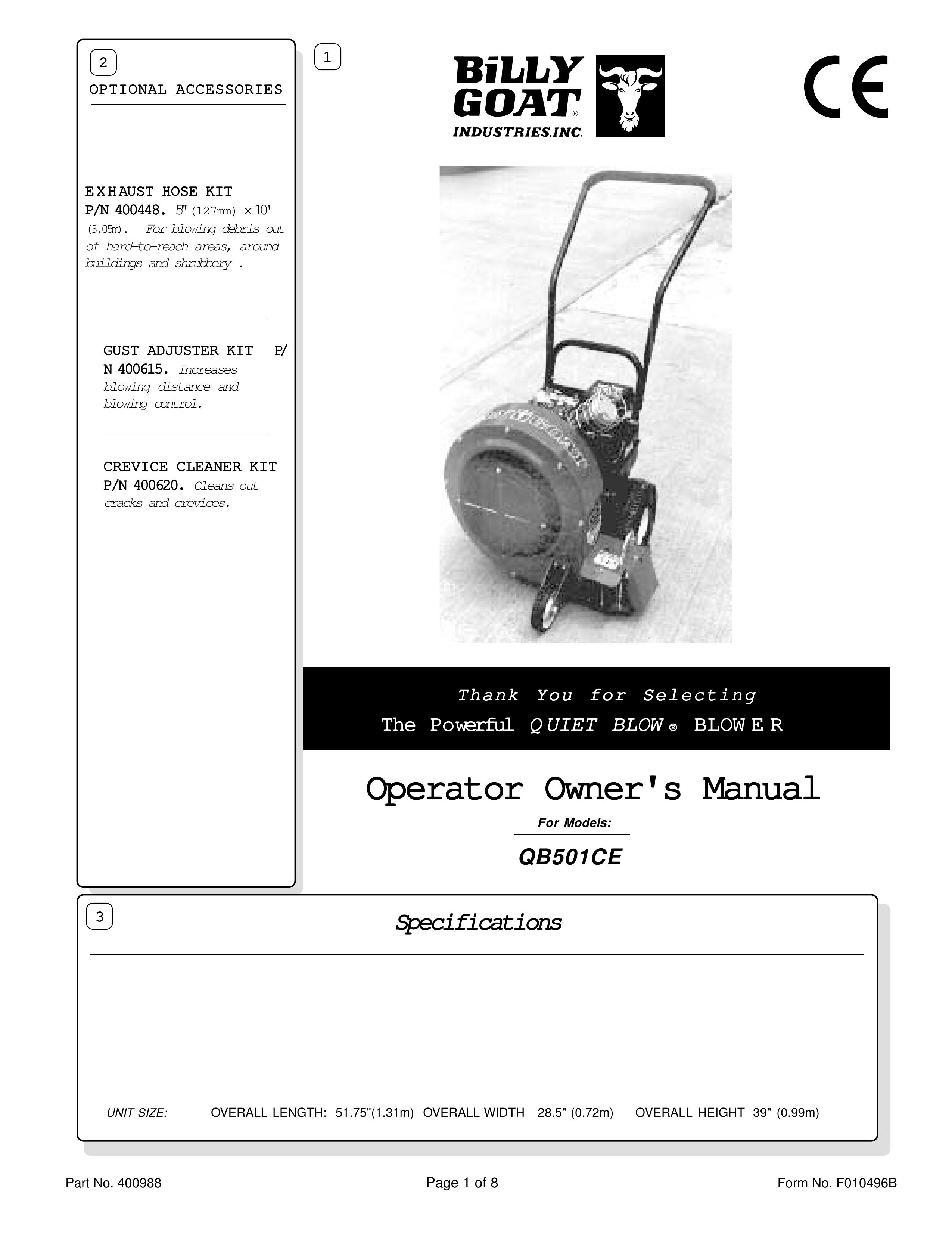 Billy Goat QB501CE Blower User Manual