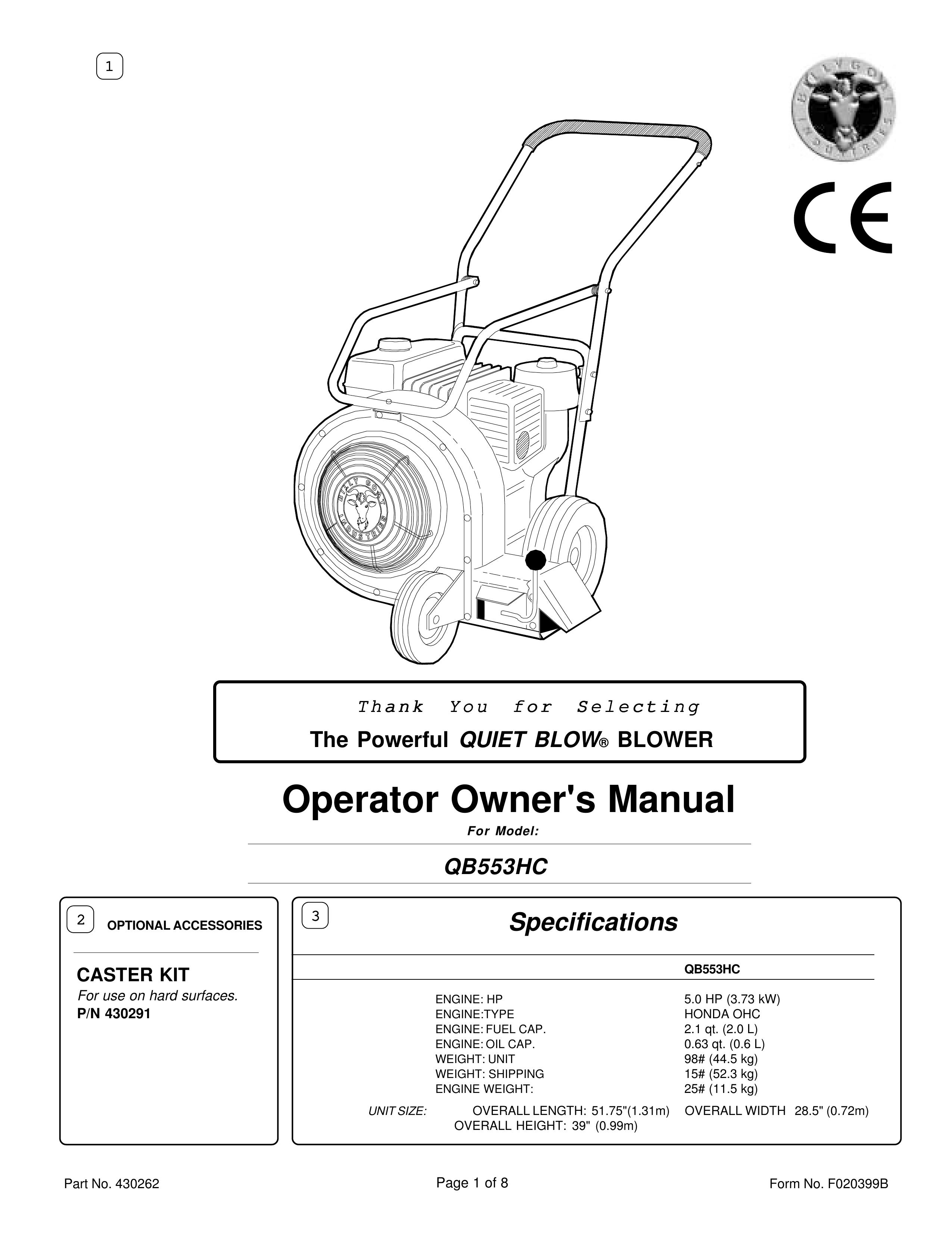 Billy Goat QB553HC Blower User Manual