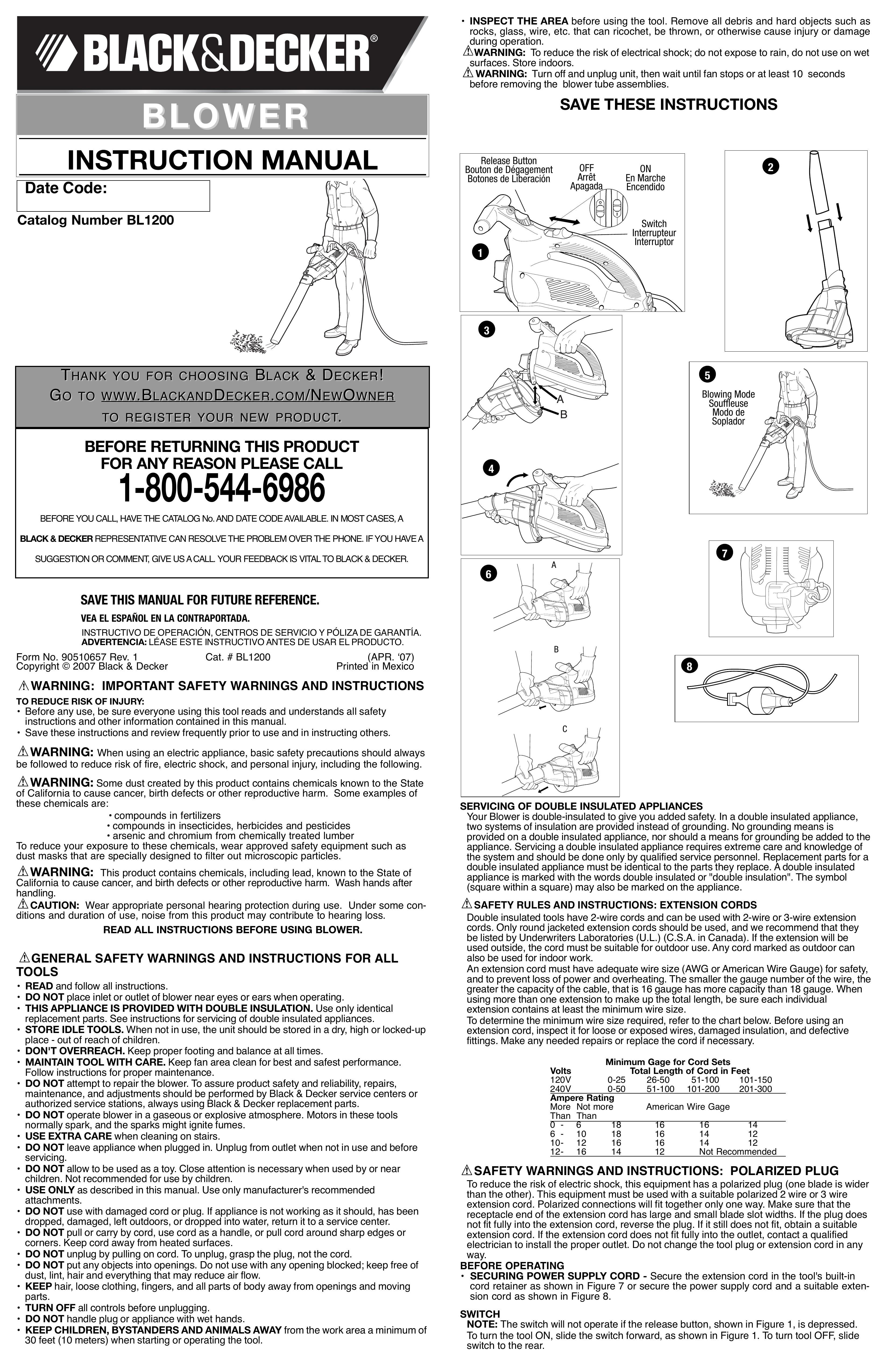 Black & Decker 90510657 Blower User Manual