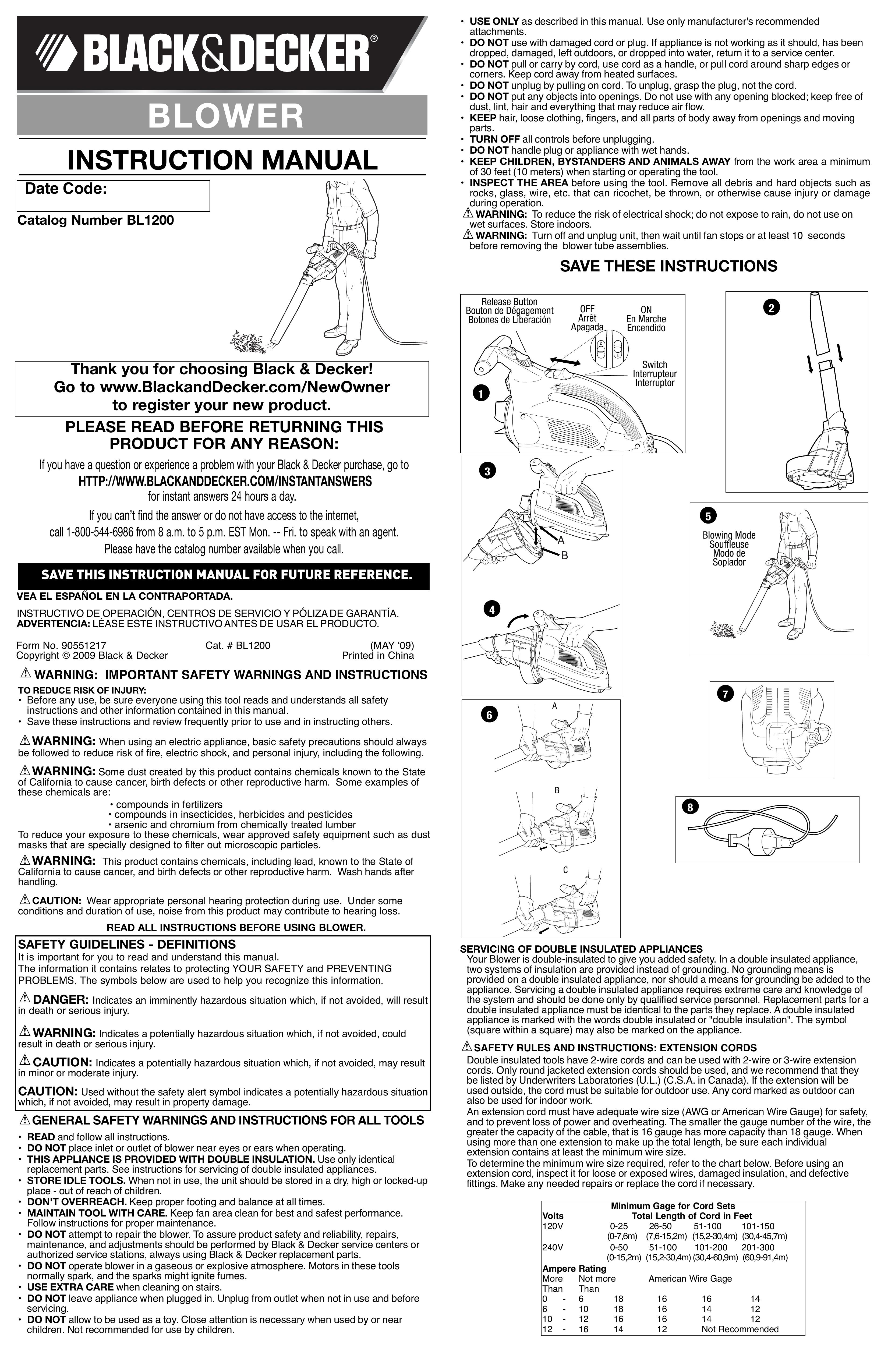 Black & Decker 90551217 Blower User Manual