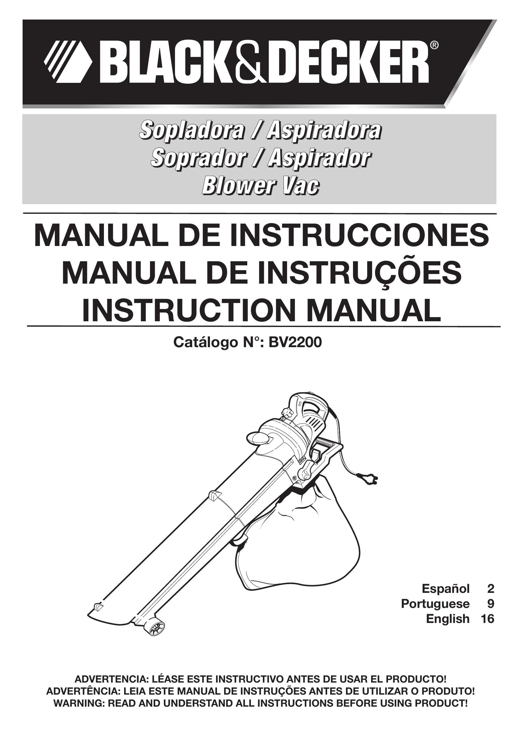 Black & Decker BV2200 Blower User Manual