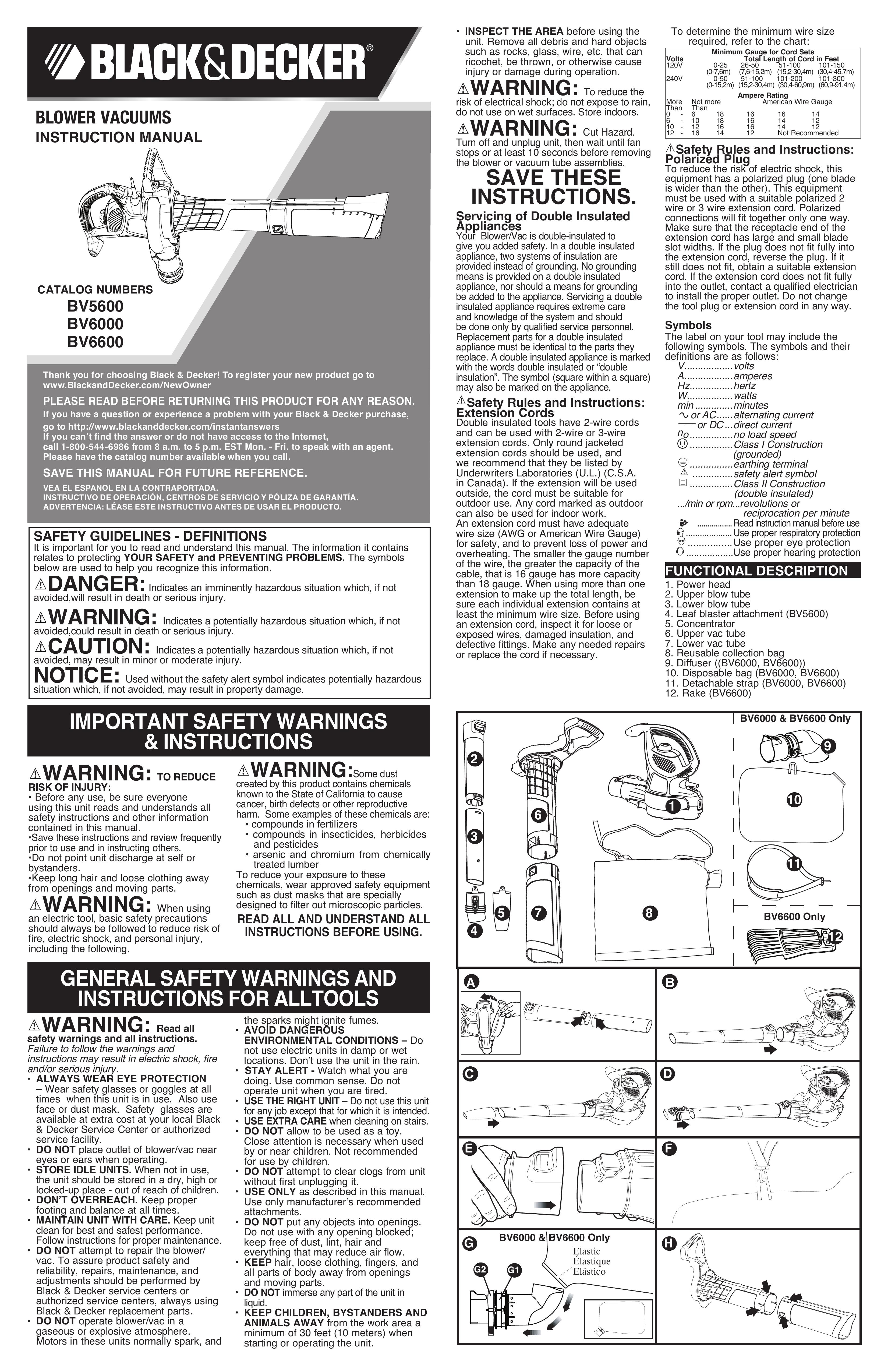 Black & Decker BV5600R Blower User Manual