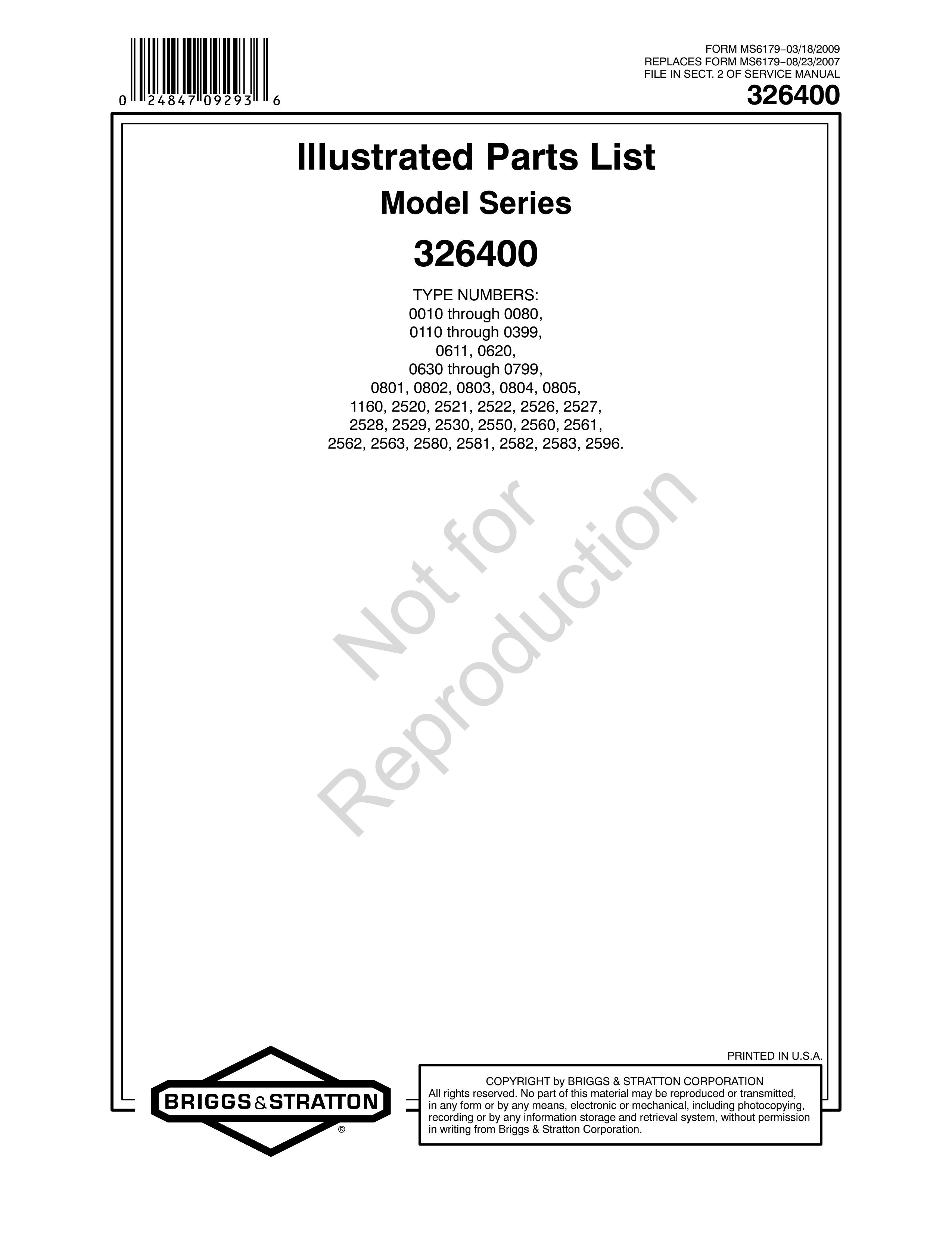 Briggs & Stratton 326400 Blower User Manual