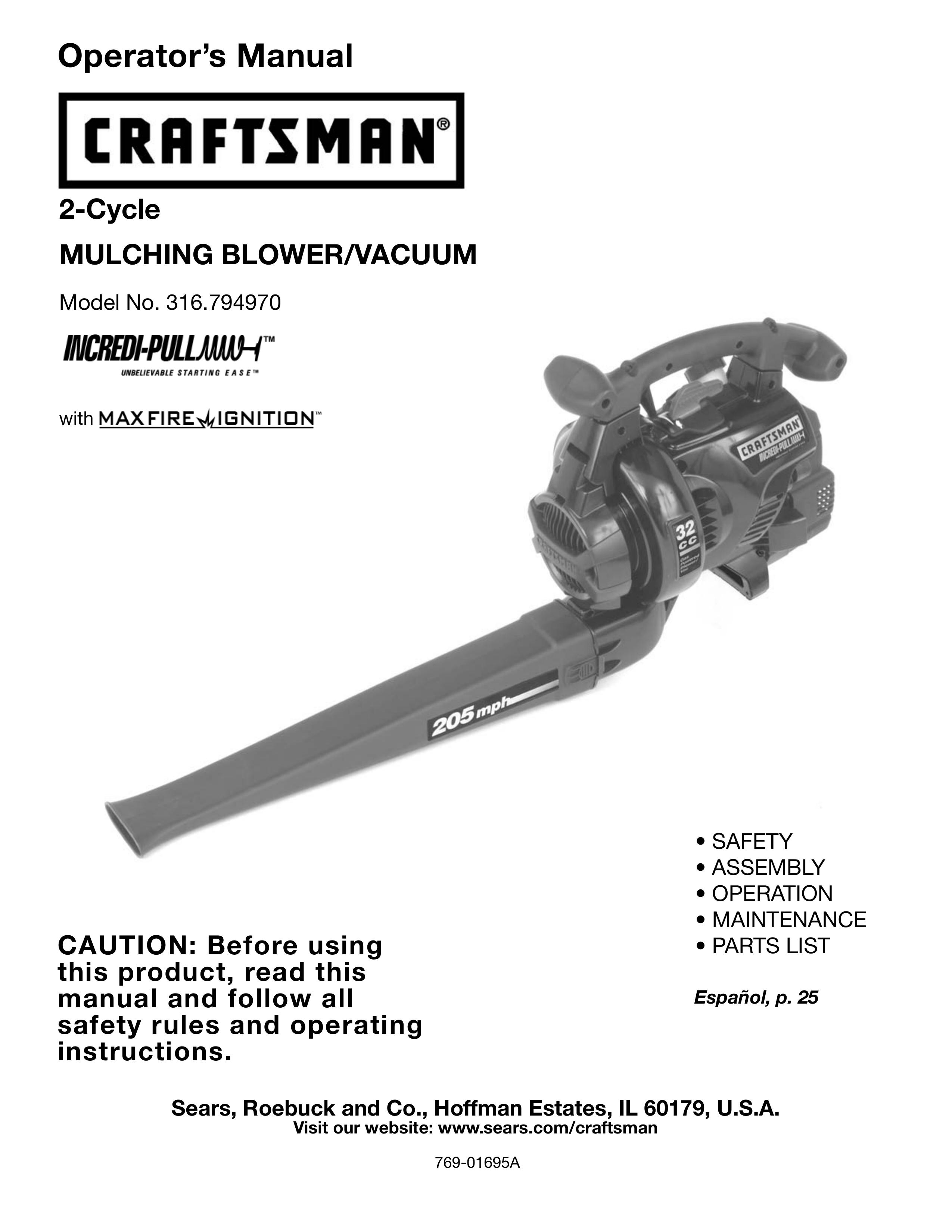 Craftsman 316.79497 Blower User Manual