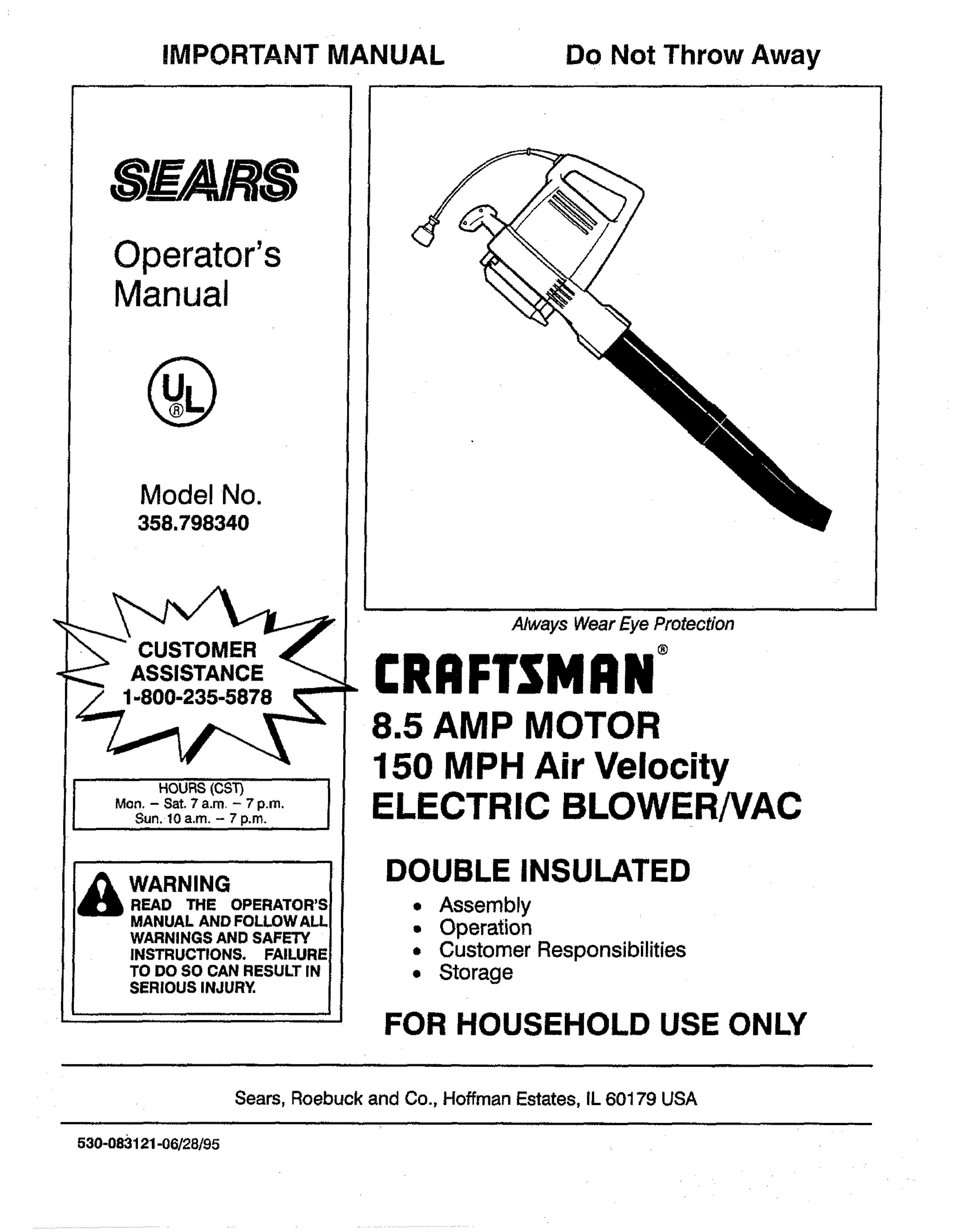 Craftsman 358.798340 Blower User Manual