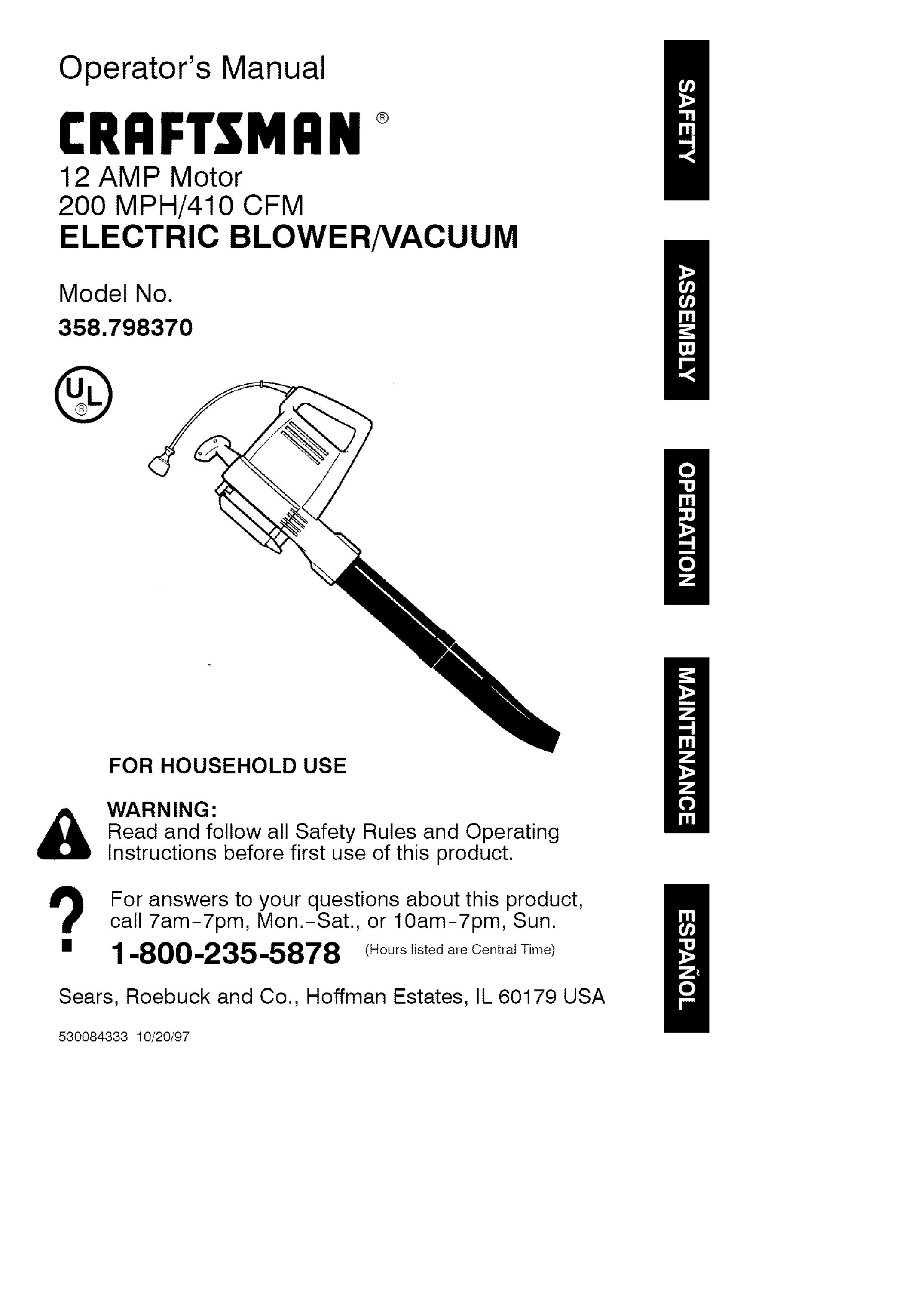 Craftsman 358.798370 Blower User Manual