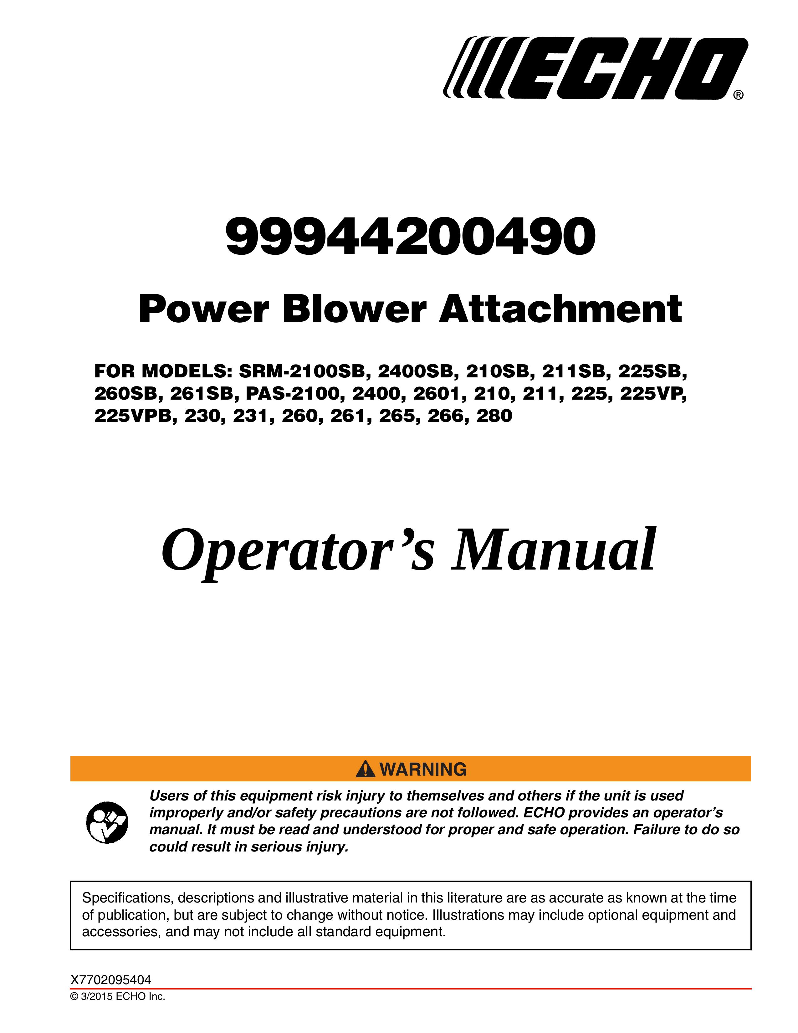 Echo 261 Blower User Manual