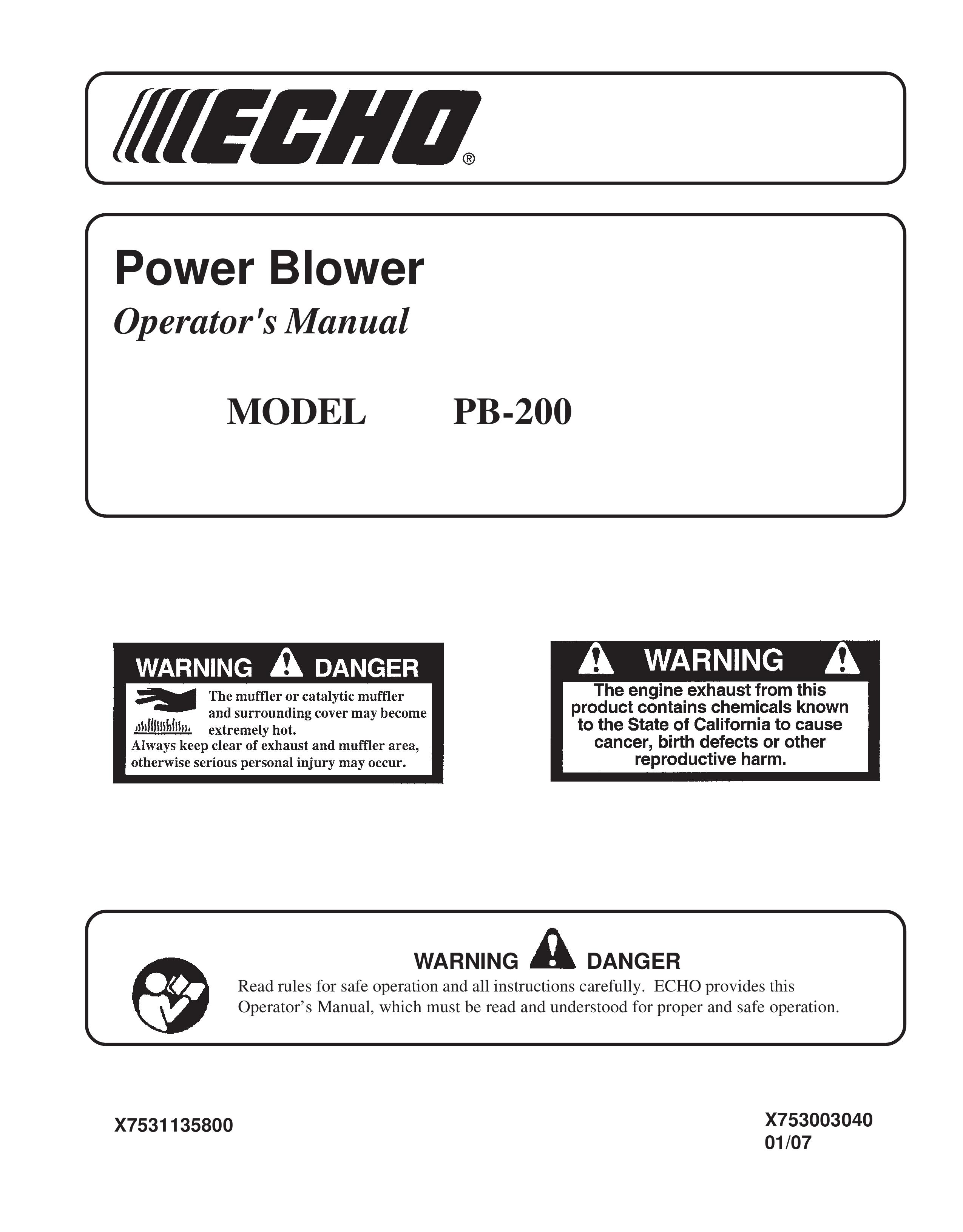 Echo PB-200 Blower User Manual