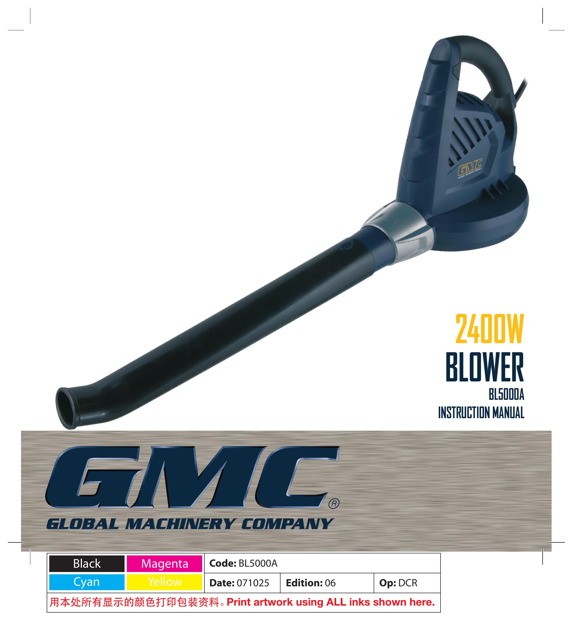 Global Machinery Company BL5000A Blower User Manual