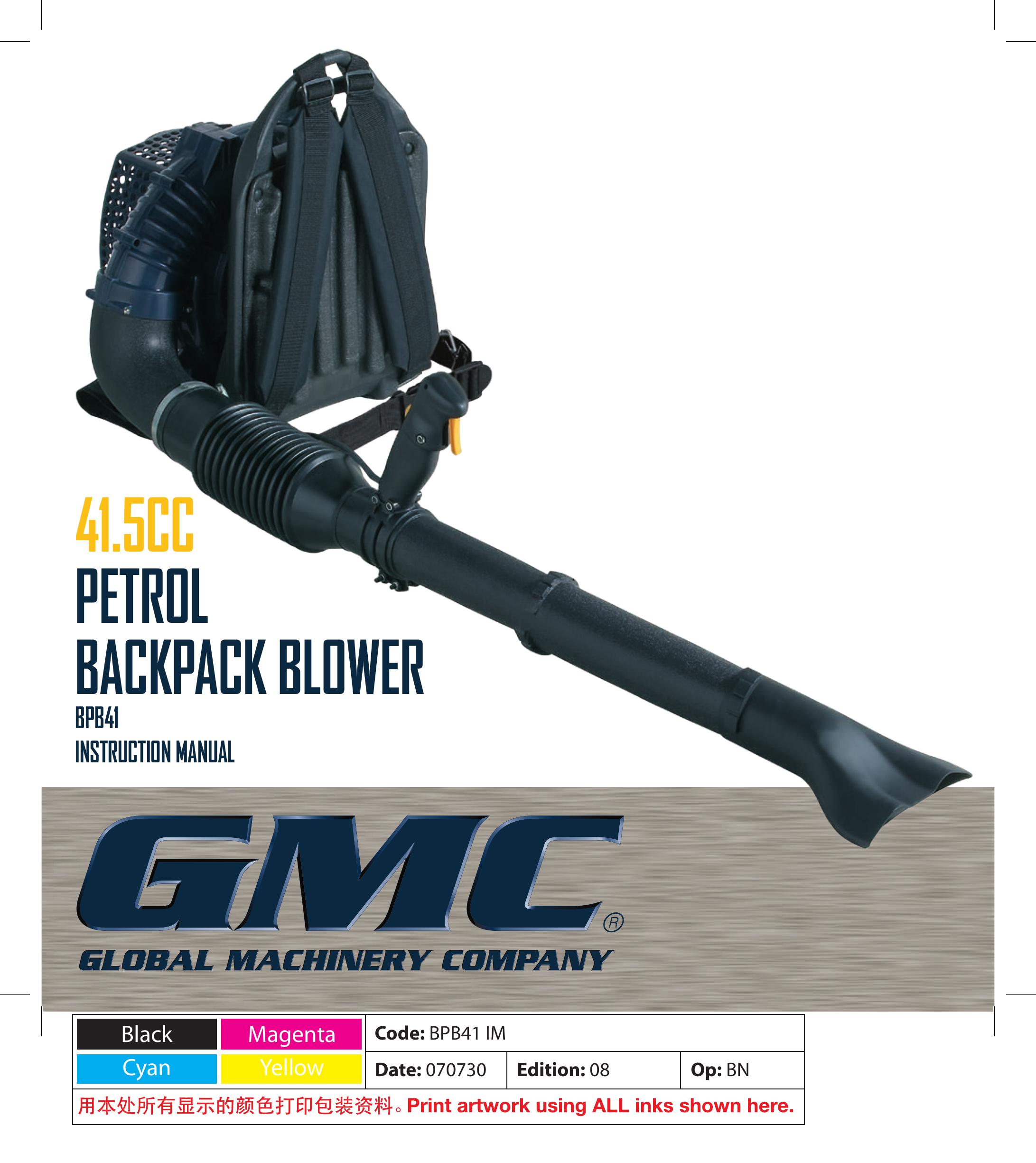 Global Machinery Company BPB41 Blower User Manual