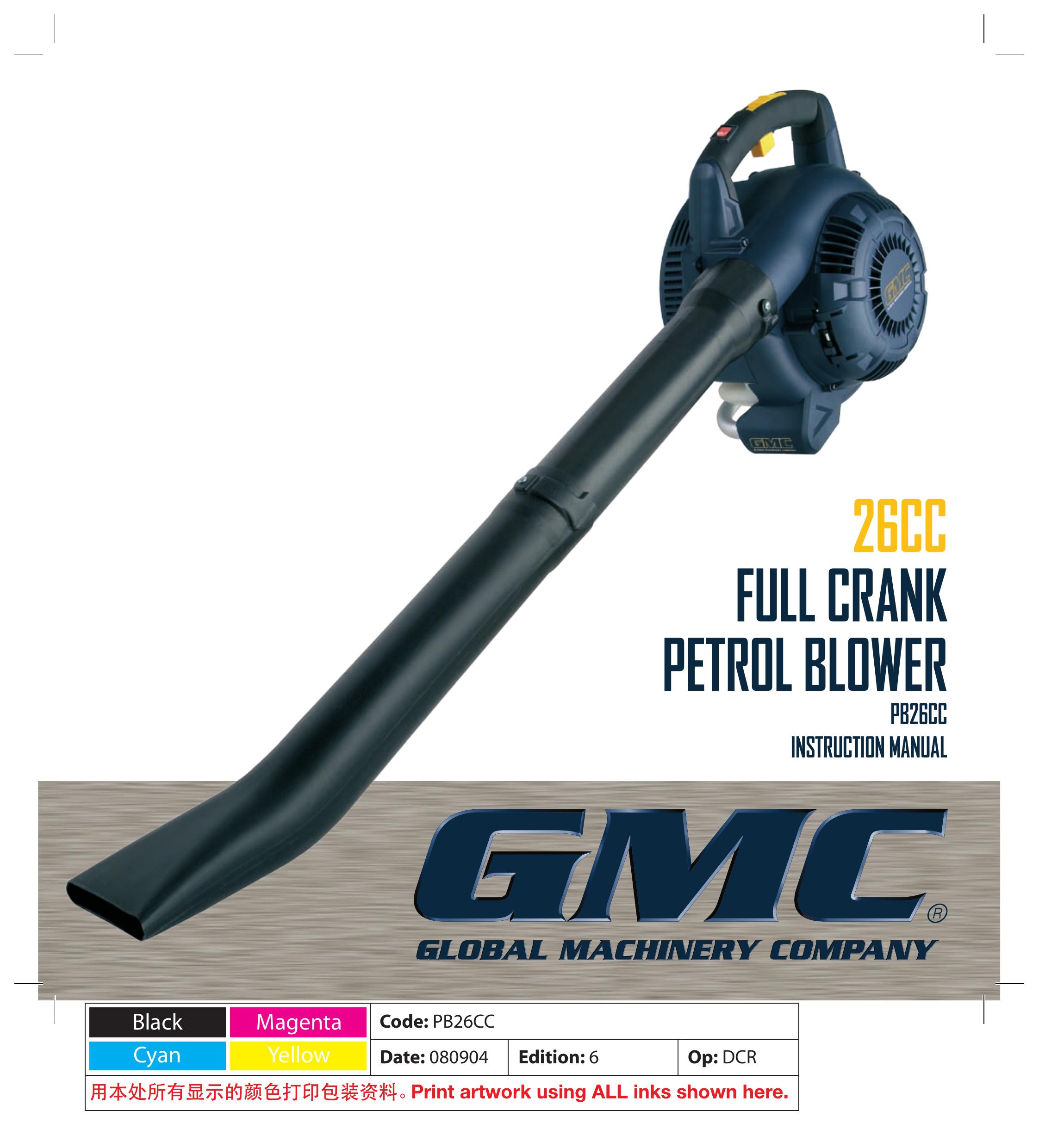 Global Machinery Company PB26CC Blower User Manual
