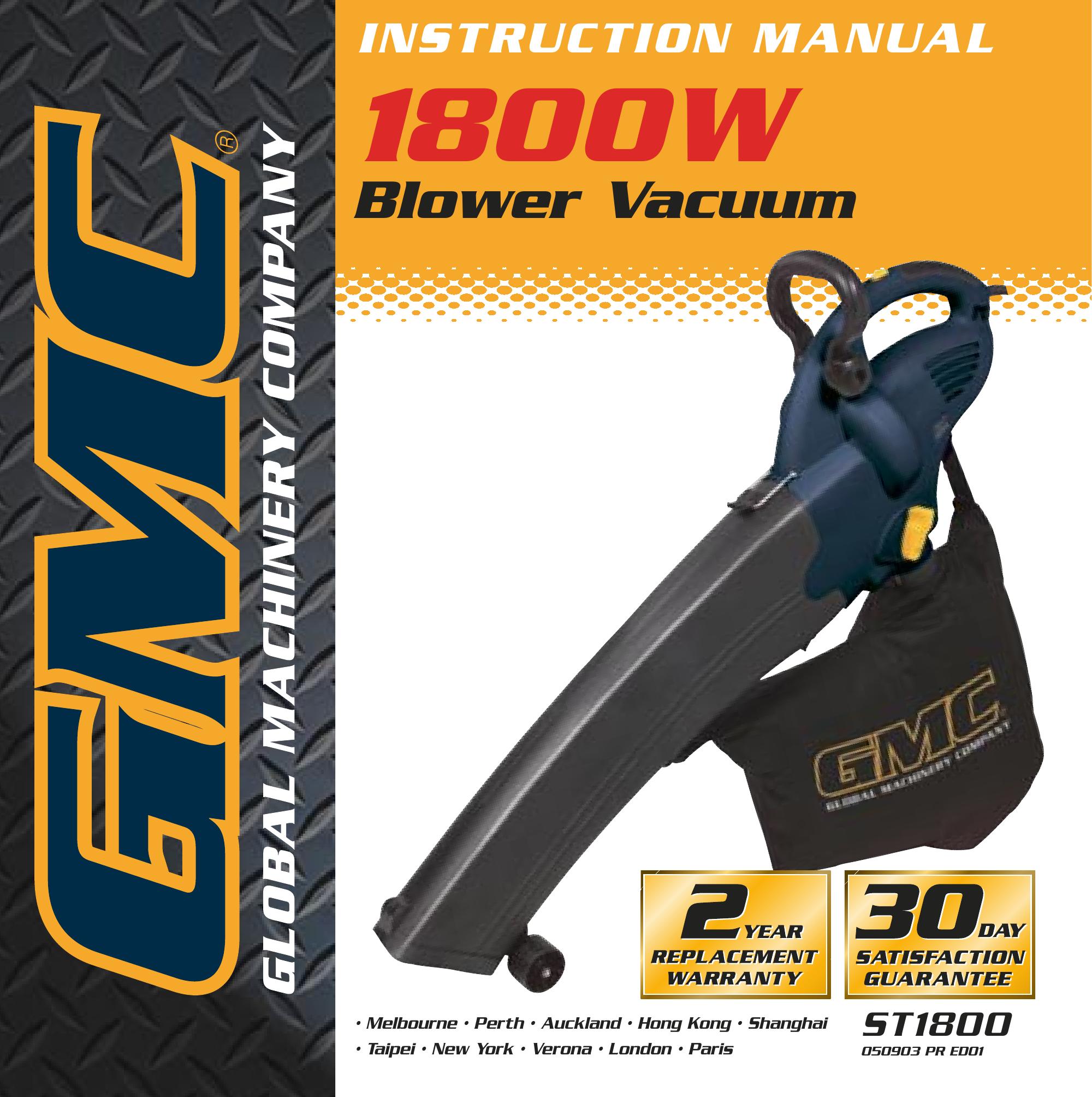 Global Machinery Company ST1800 Blower User Manual