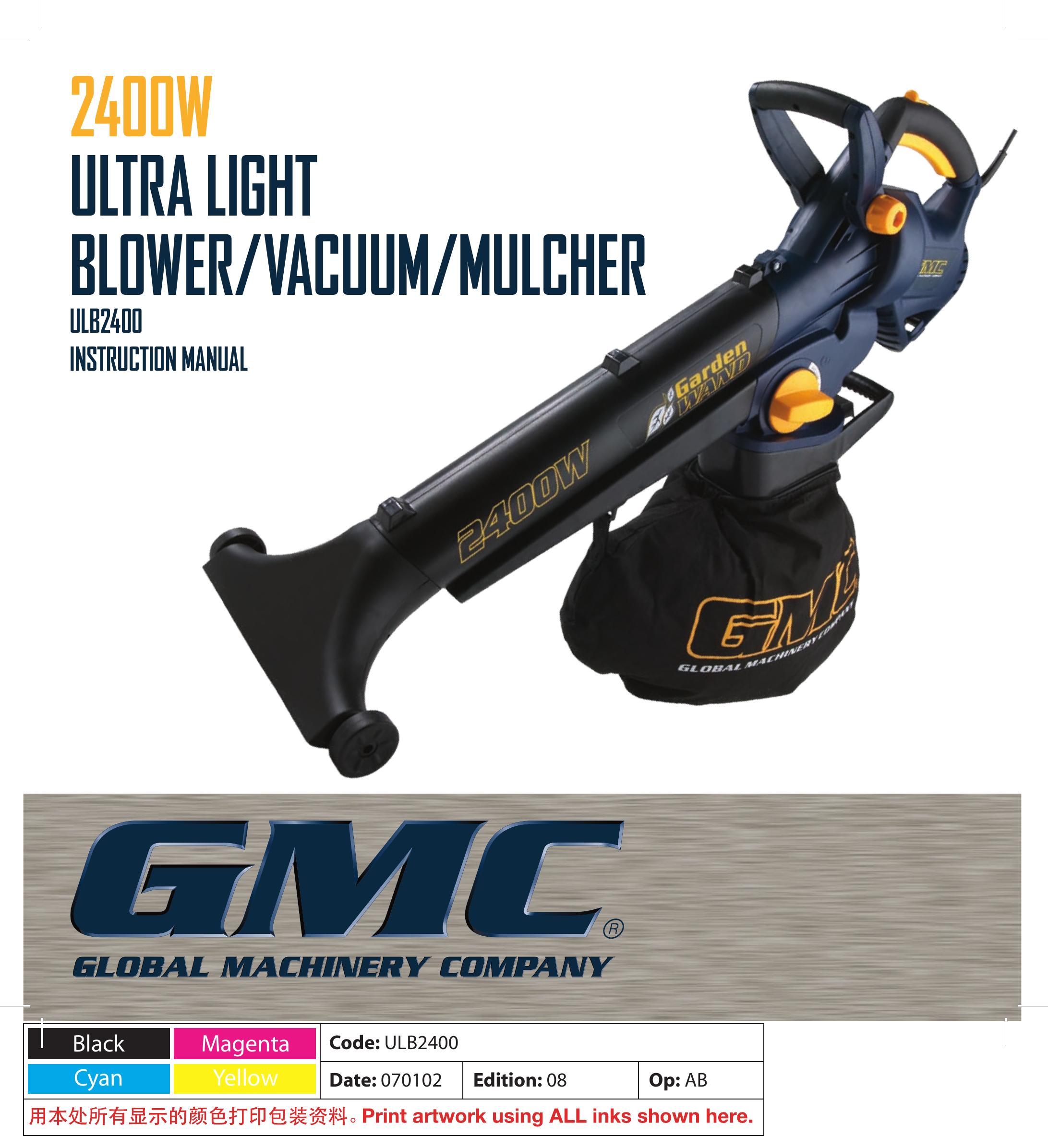 Global Machinery Company ULB2400 Blower User Manual