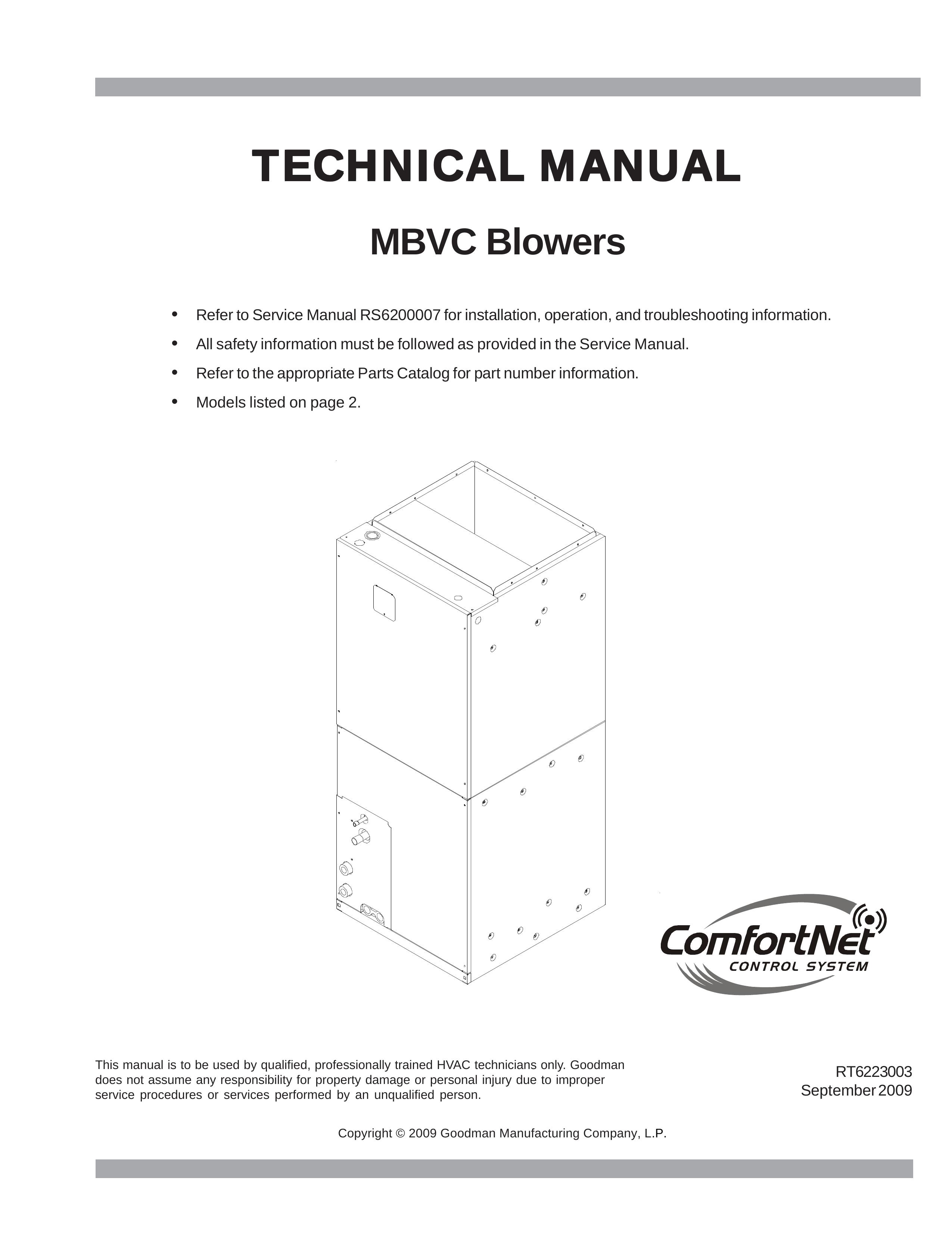Goodman Mfg RT6223003 Blower User Manual