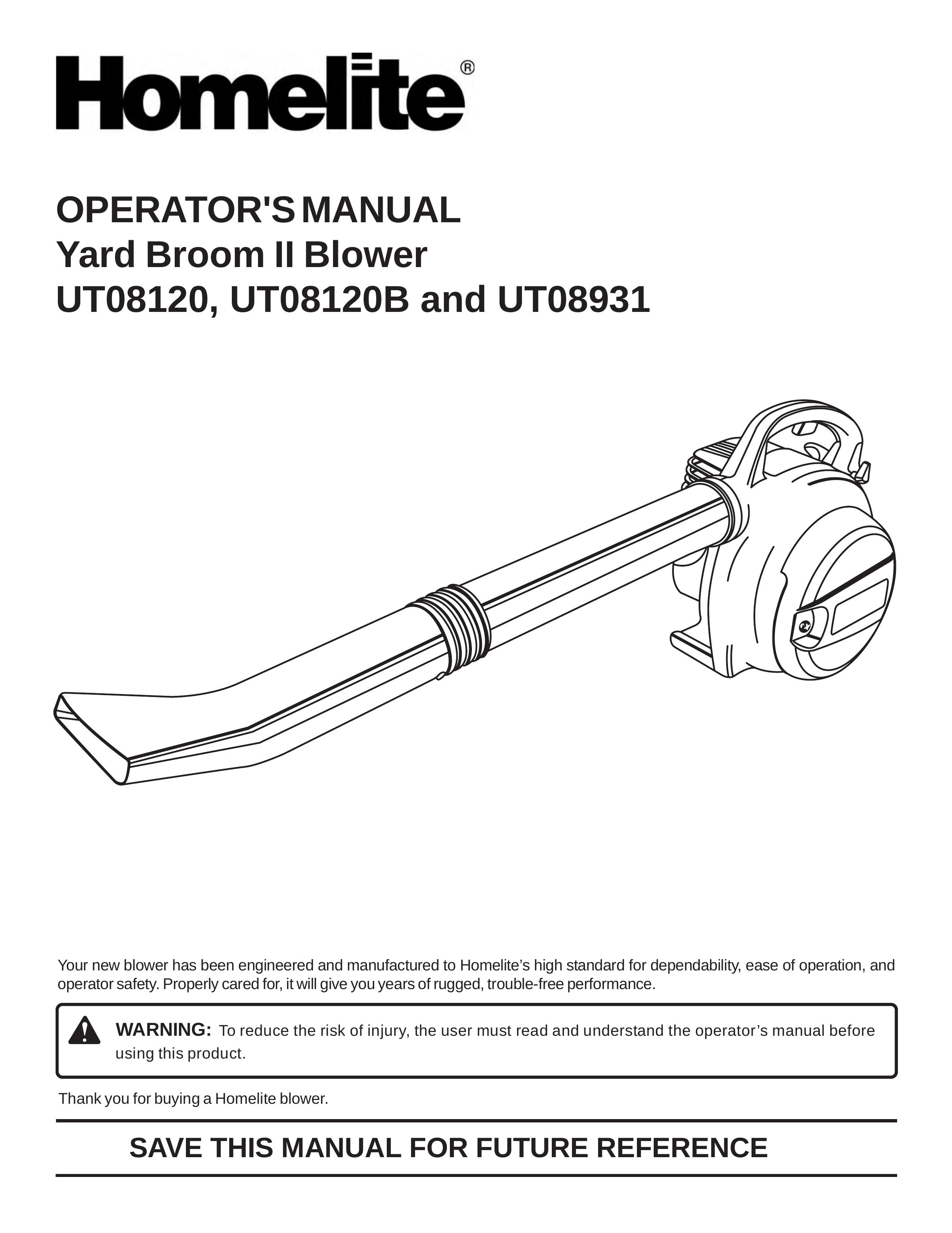 Homelite UT08120B, UT08931 Blower User Manual