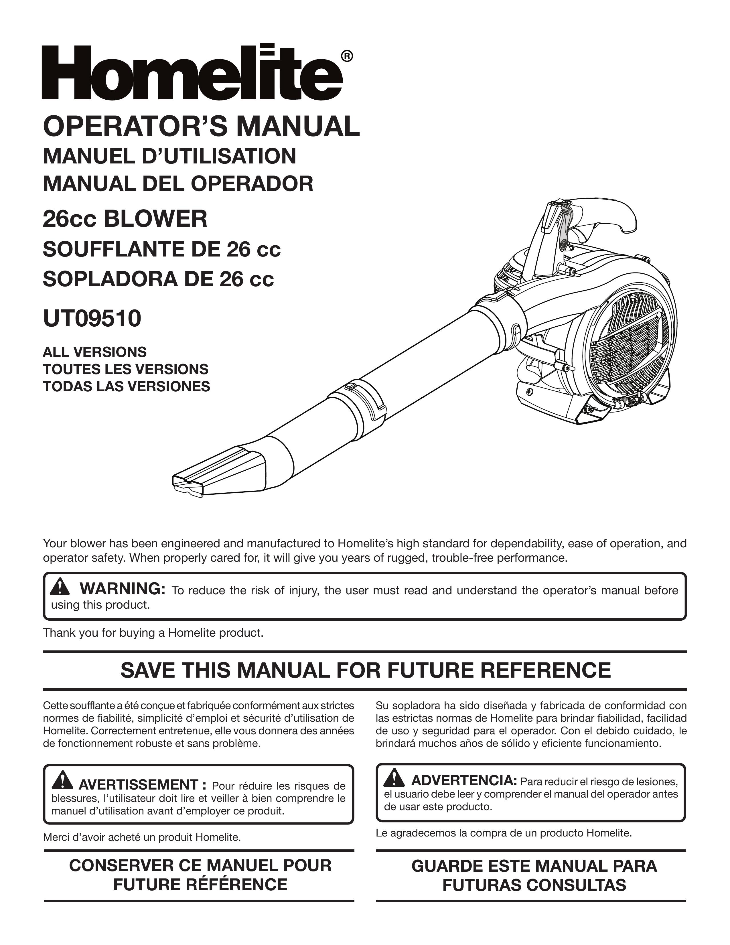 Homelite UT09510 Blower User Manual