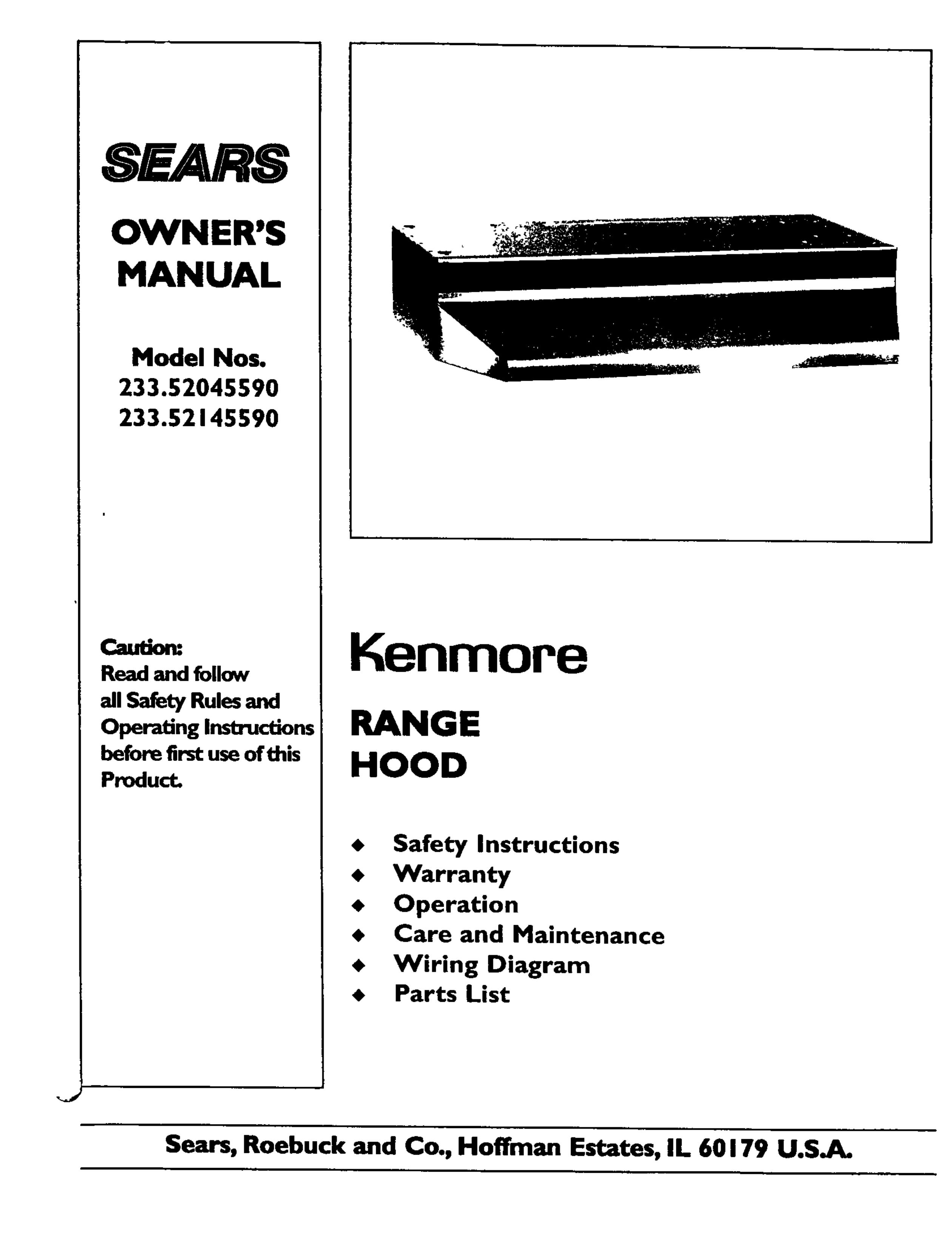 Kenmore 233.5214559 Blower User Manual