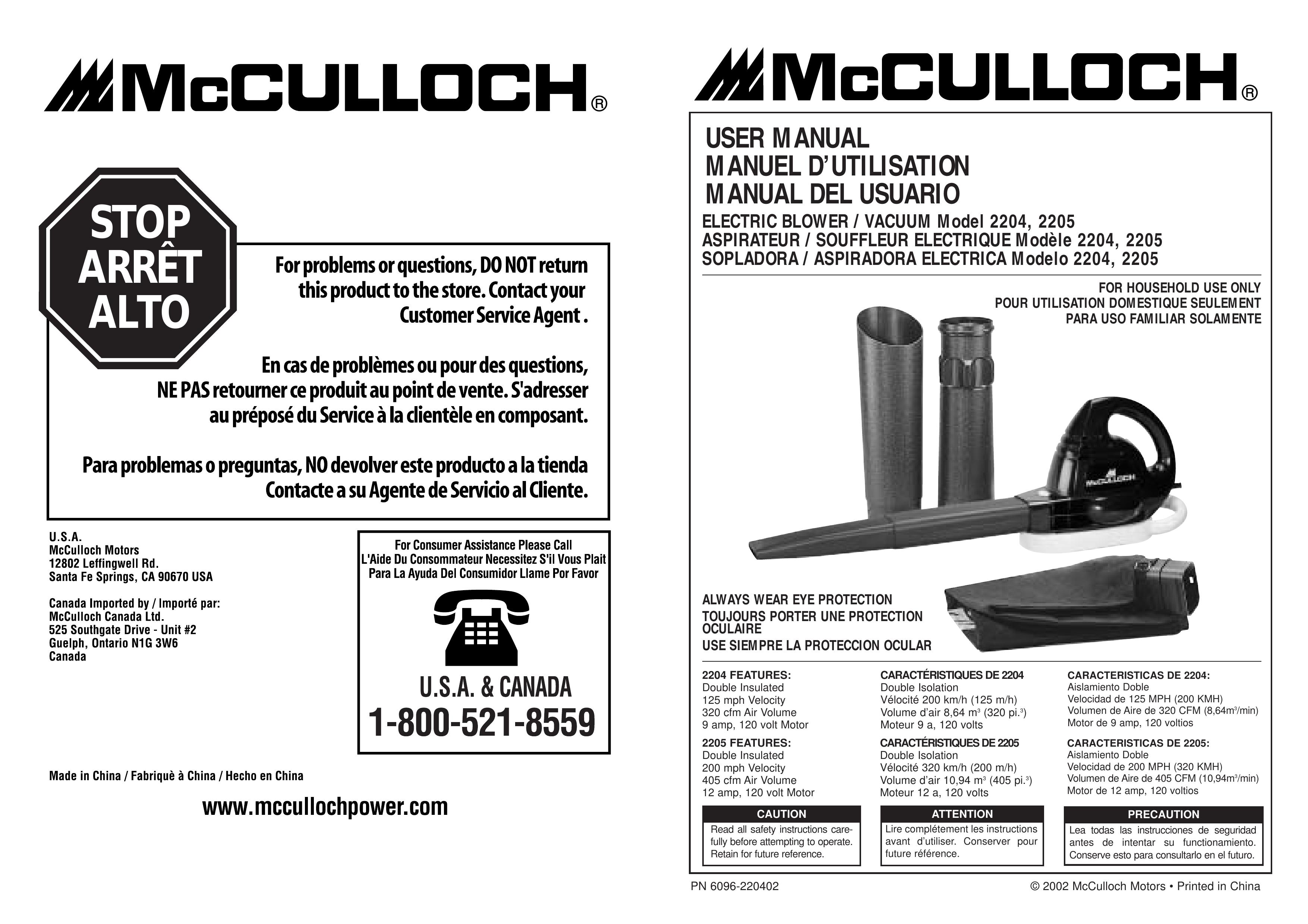 McCulloch 2204 Blower User Manual