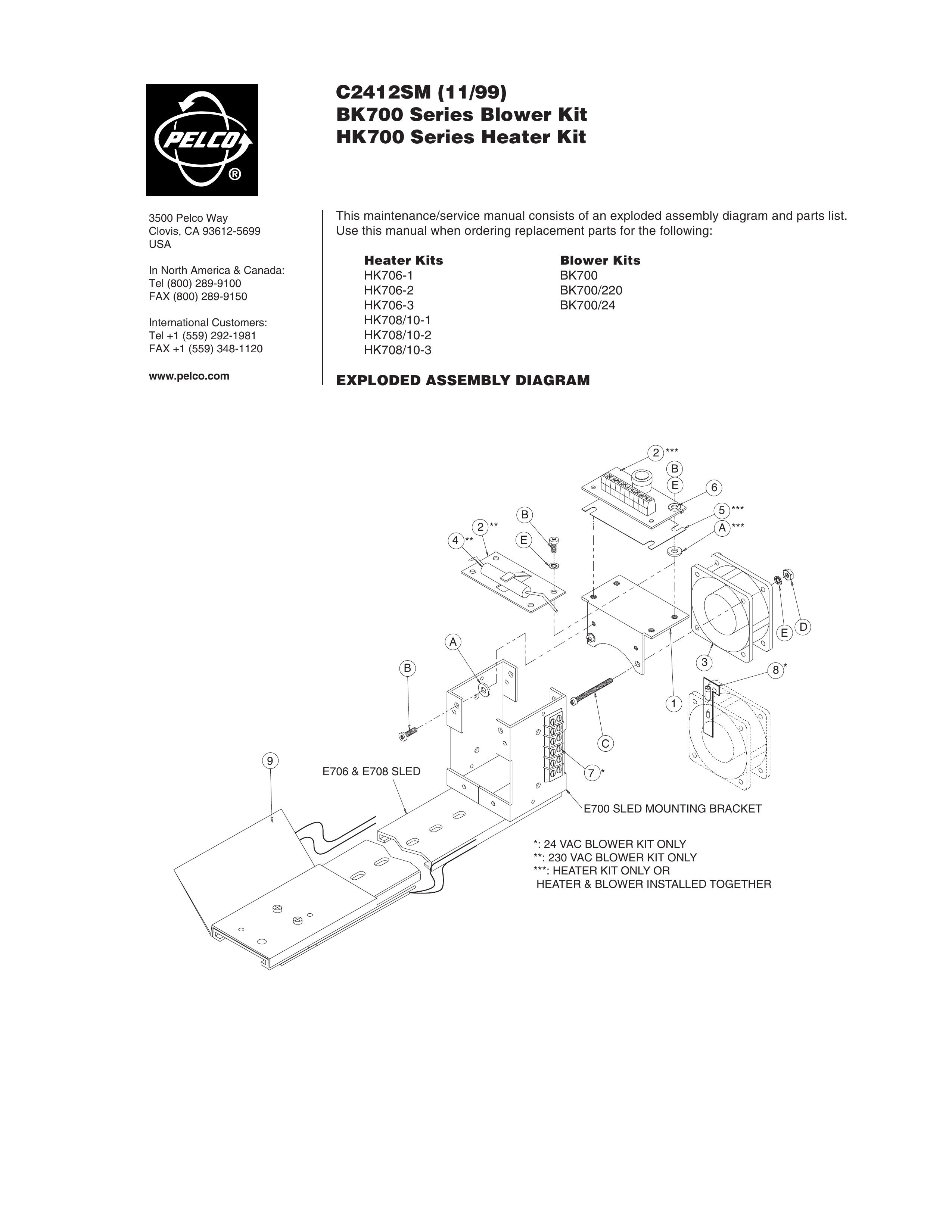 Pelco HK706-3 Blower User Manual