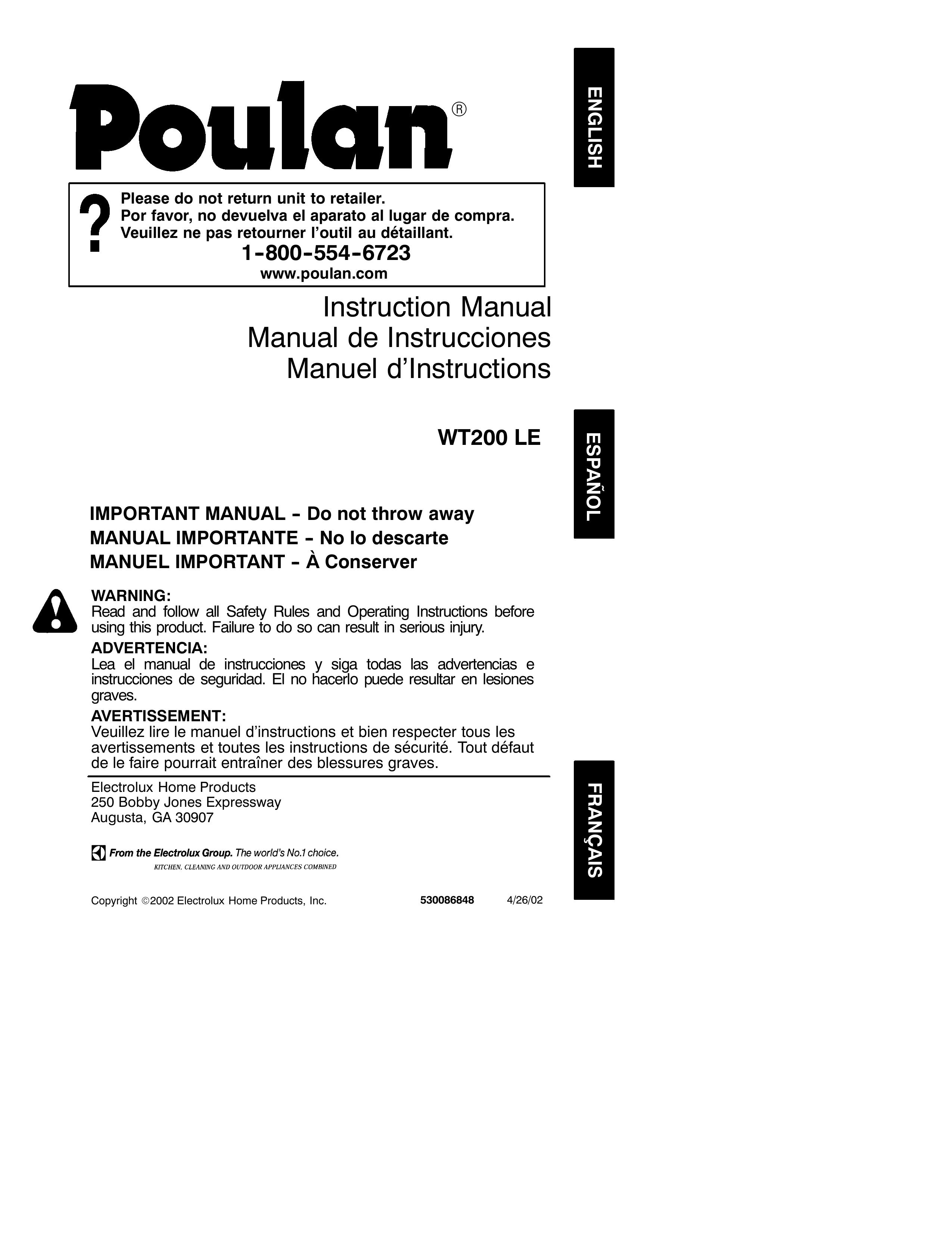Poulan 530086848 Blower User Manual